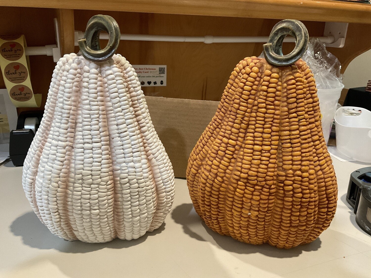 Tall Resin corn pumpkin 1 white left