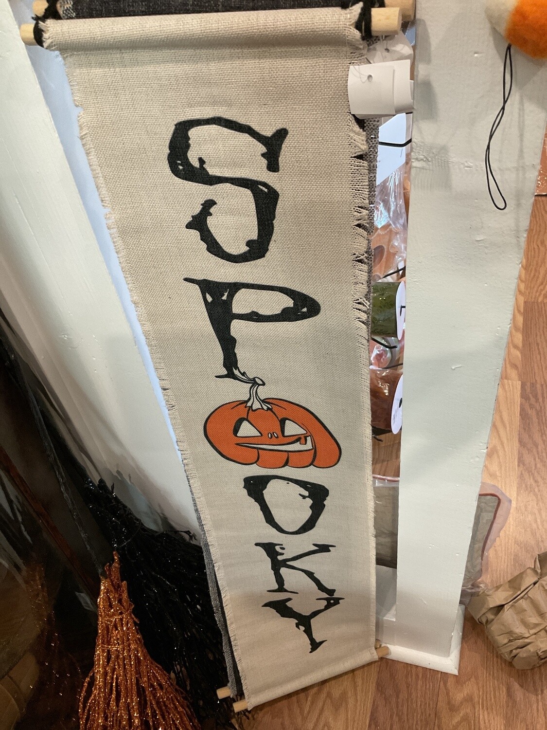 Wood/fabric Halloween wall sign