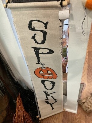 Wood/fabric Halloween wall sign