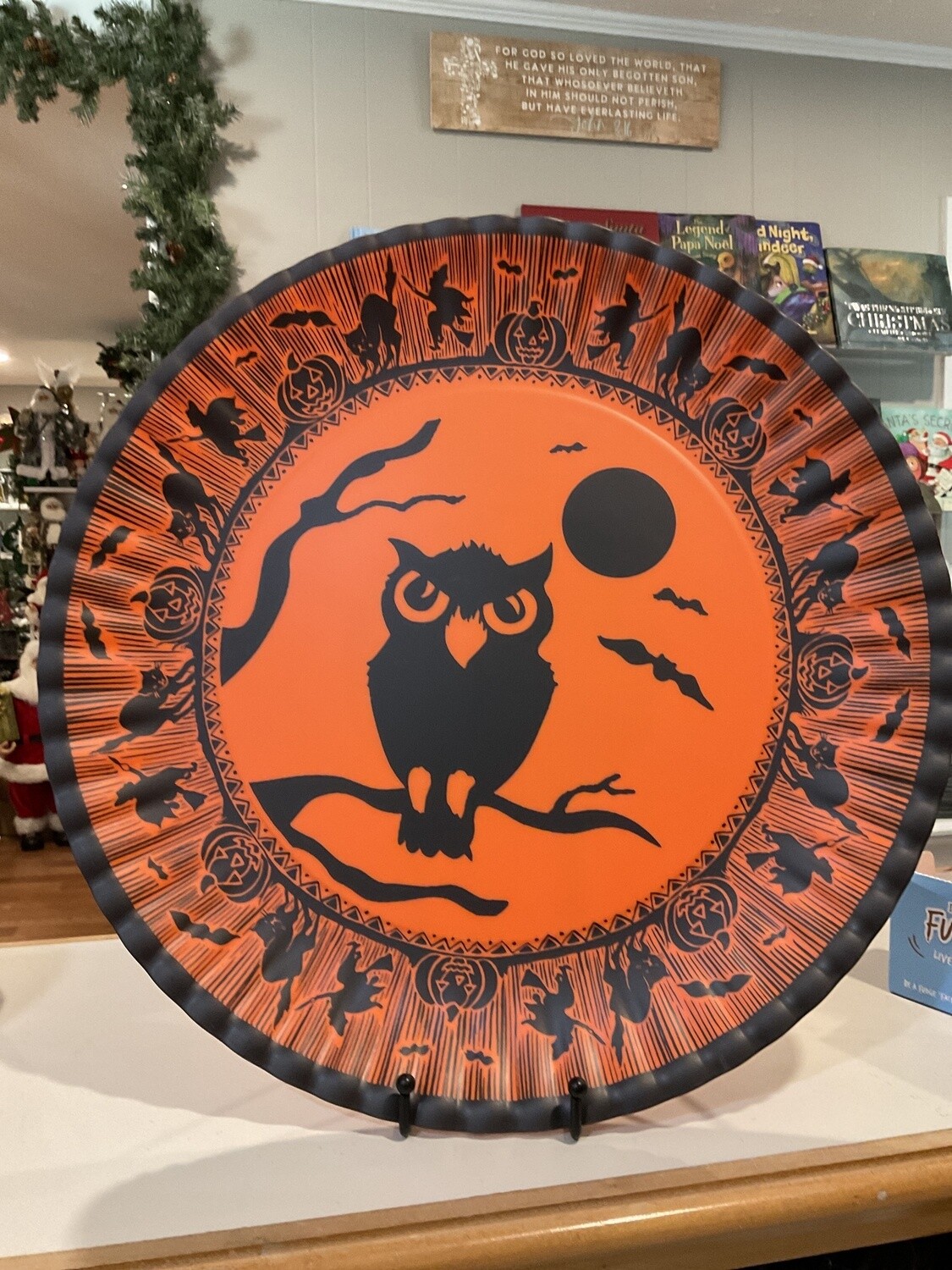Melamine Halloween owl platter