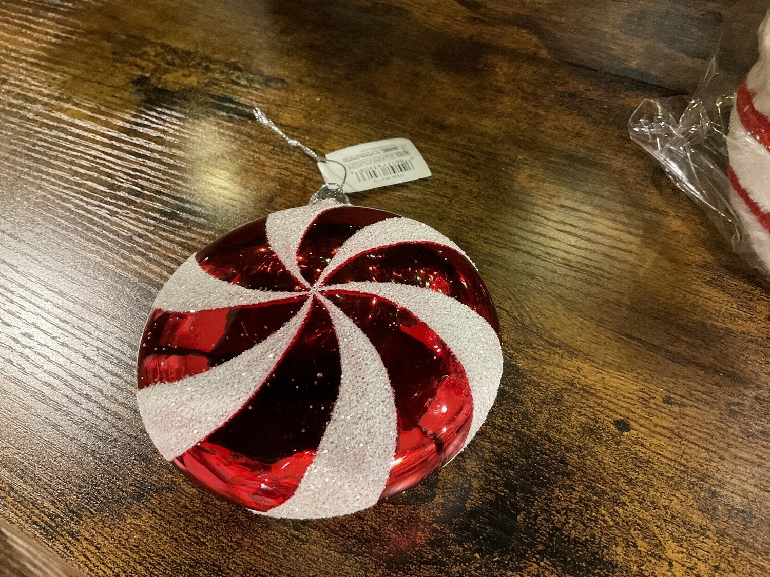 Candy Cane disc ornament, Size: Wide