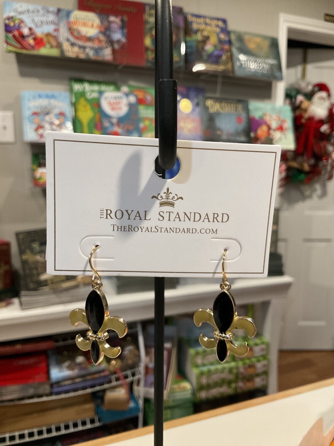 Flur de Lis black and gold earrings