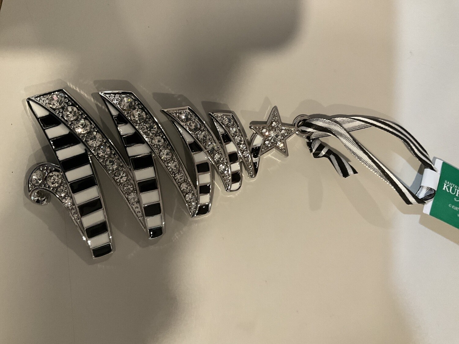 Black and white metal tree ornament