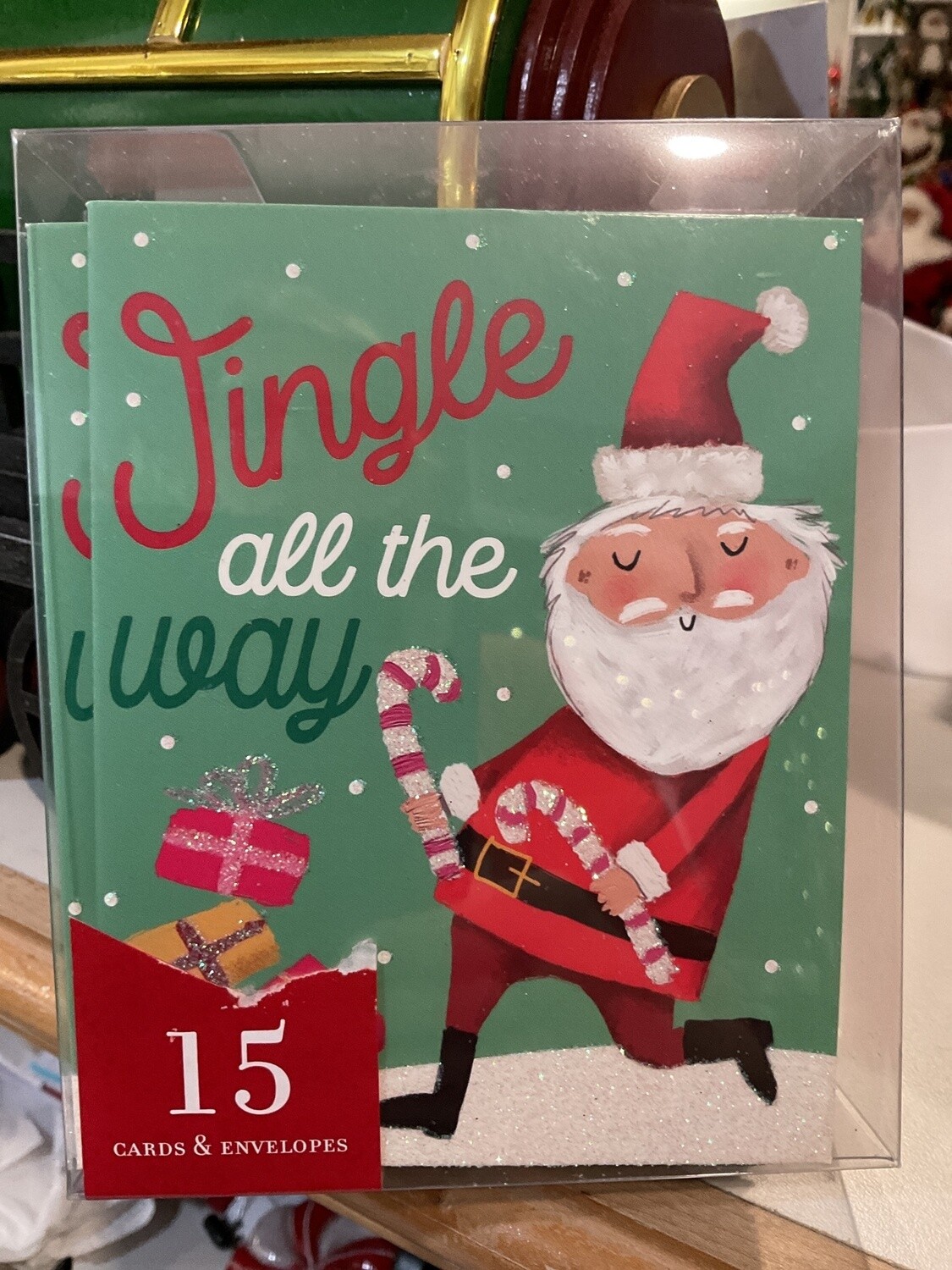 Santa jingle card pk 15