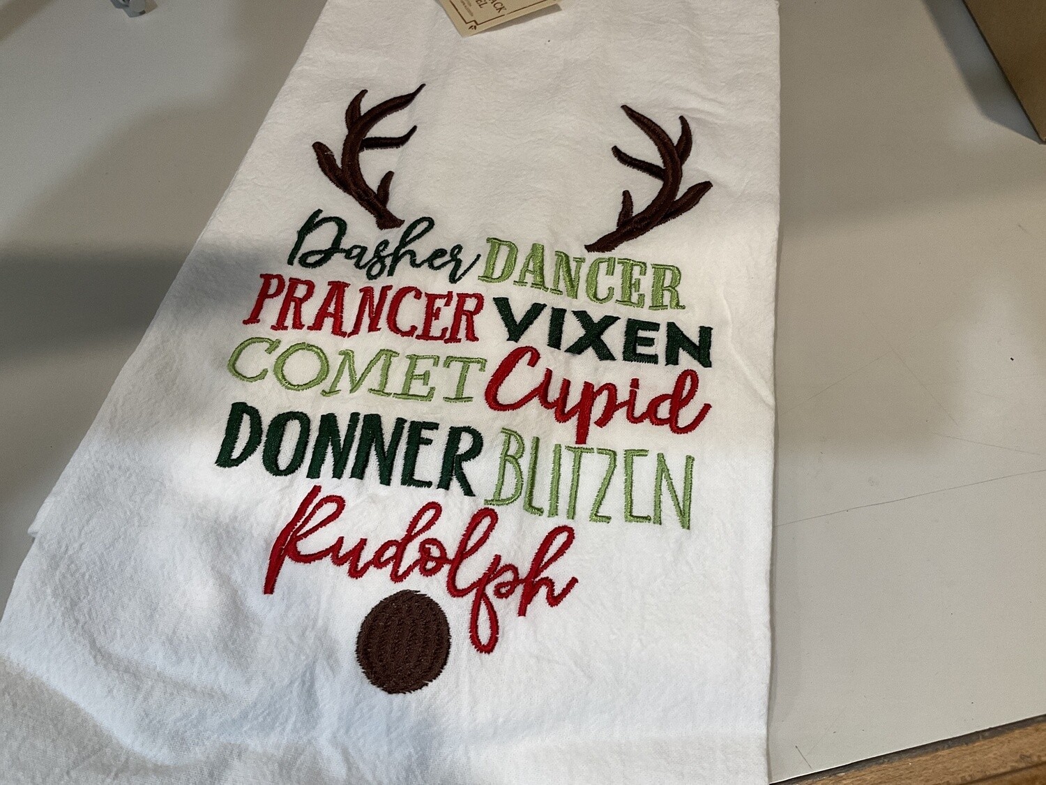 Reindeer Names Tea Towel