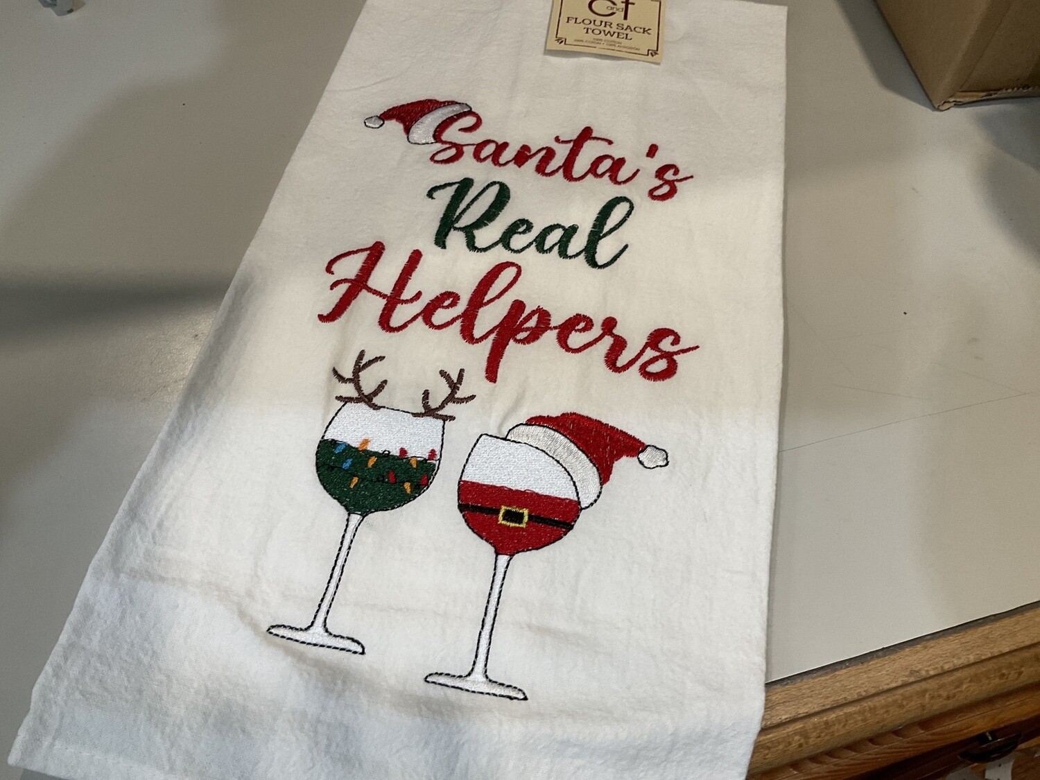 Santa’s Real helpers Tea Towel