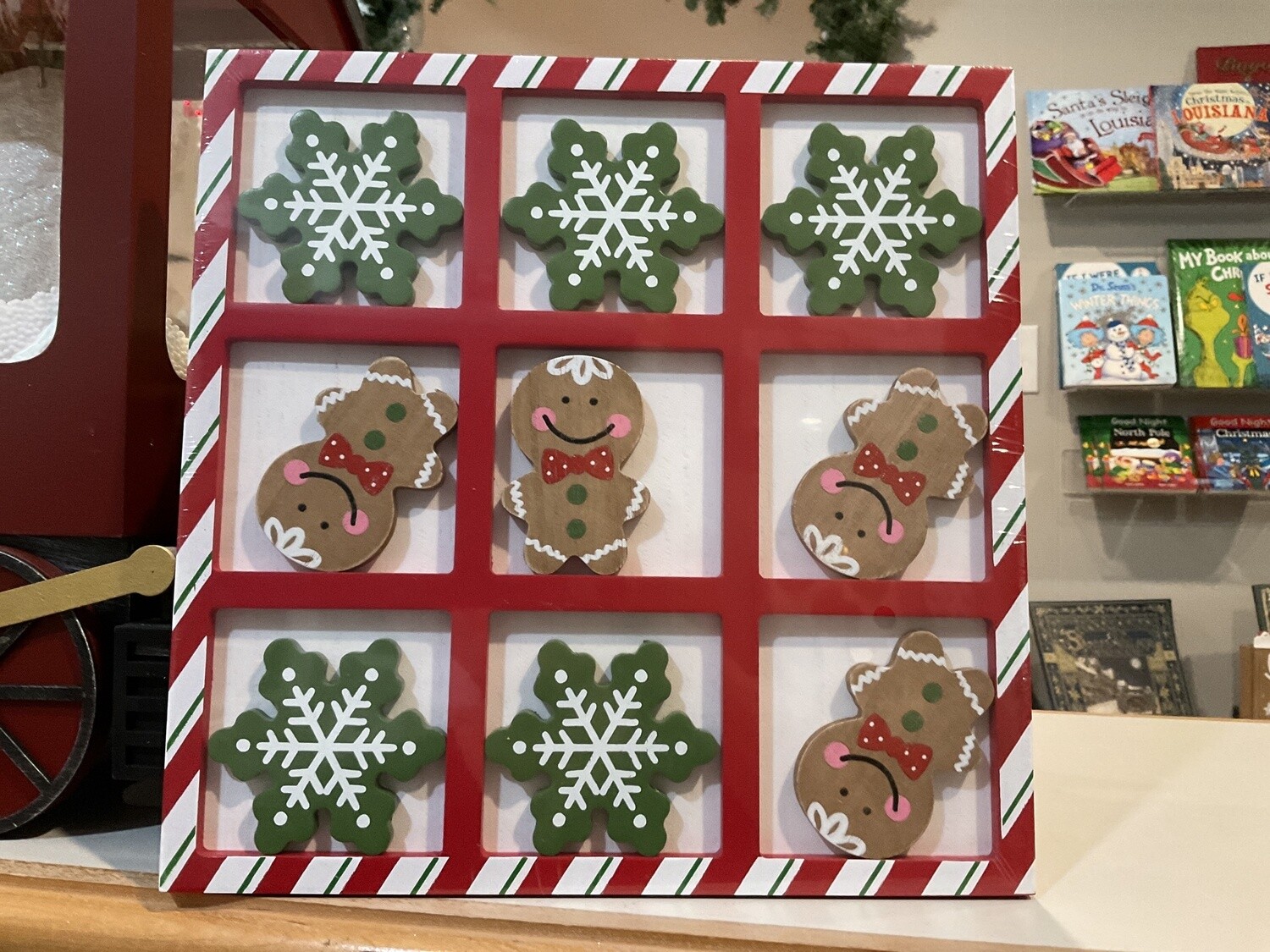 Wood Cocoa and cookies tic-tac-toe board