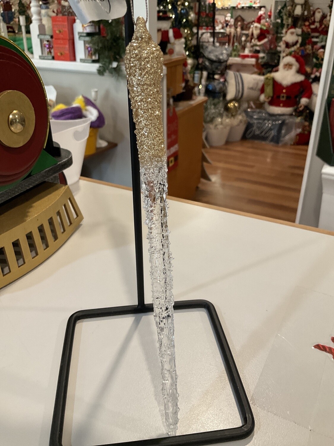 Gold Glittery Icicle Ornament