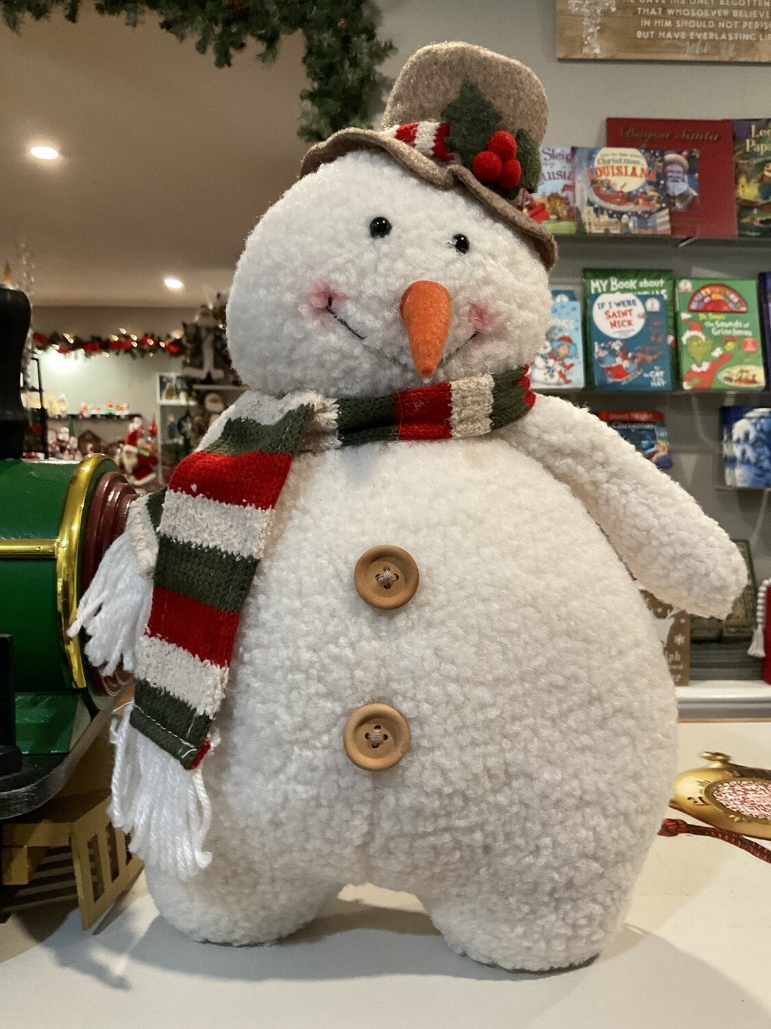 Standing snowman with Christmas top hat