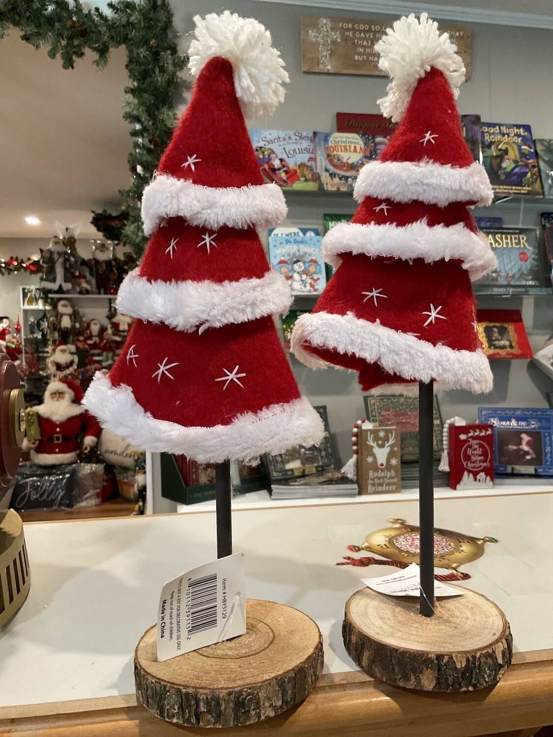 Santa, small tiered felted trees