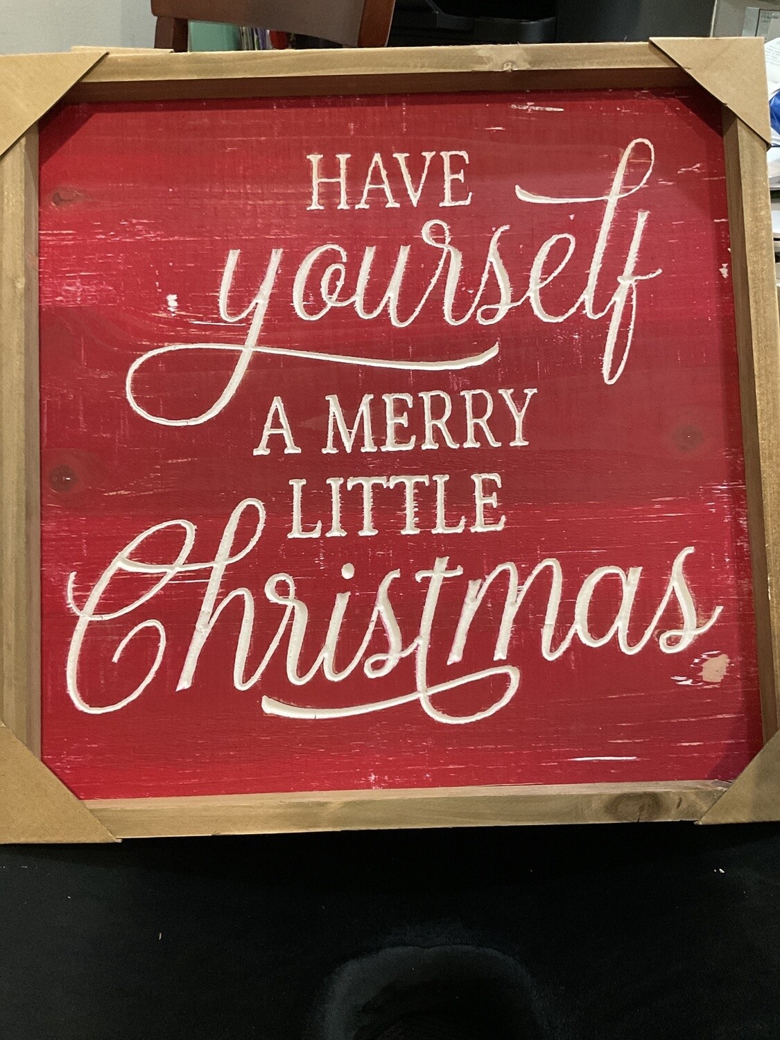 Red &amp; White Engraved Christmas Words Pictures