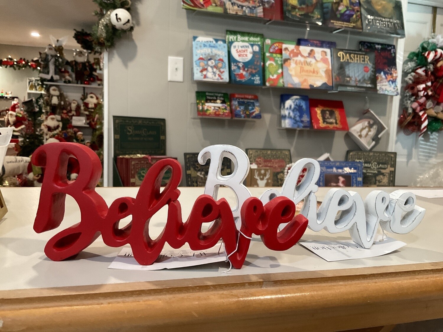 Distressed, script, believe sitter