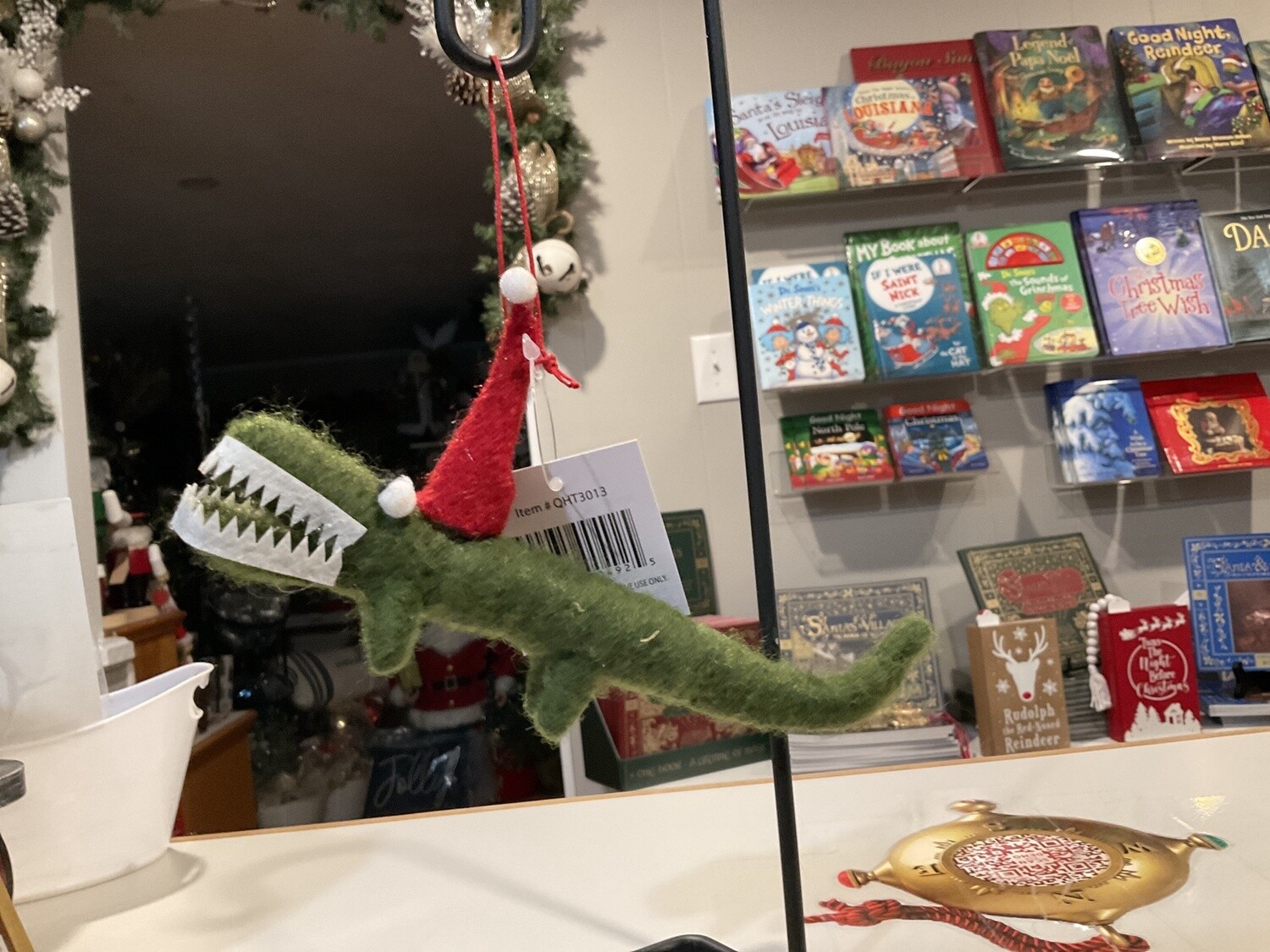 Felted alligator ornament