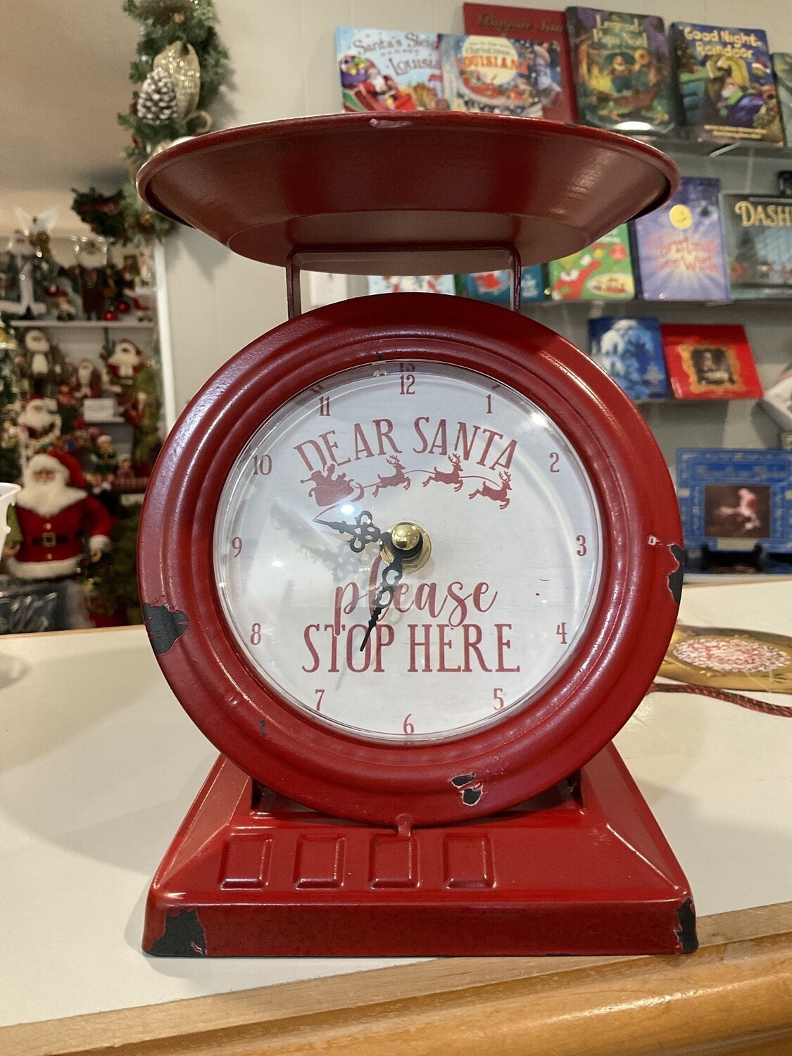 Vintage Dear Santa old town, scale clock