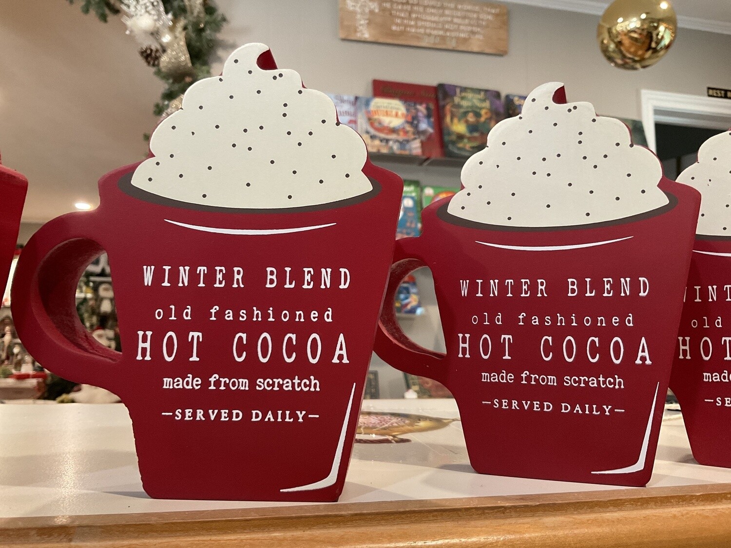 Winter blend, hot cocoa cup sign