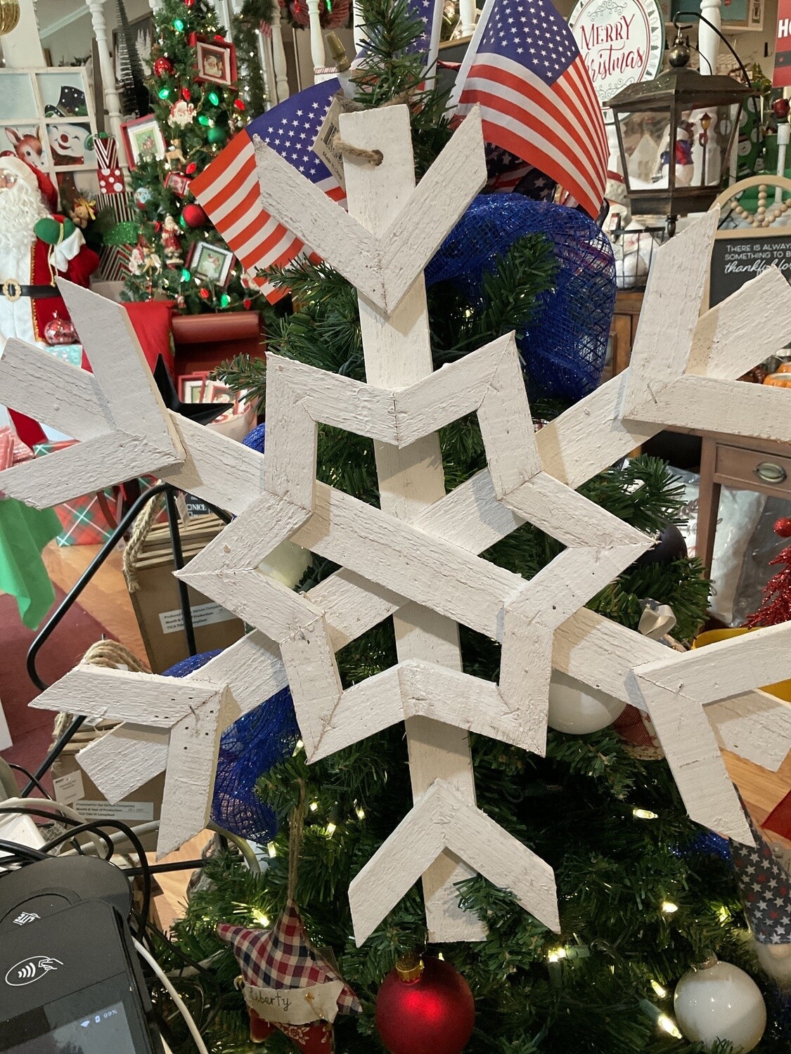 Wooden jumbo snowflake