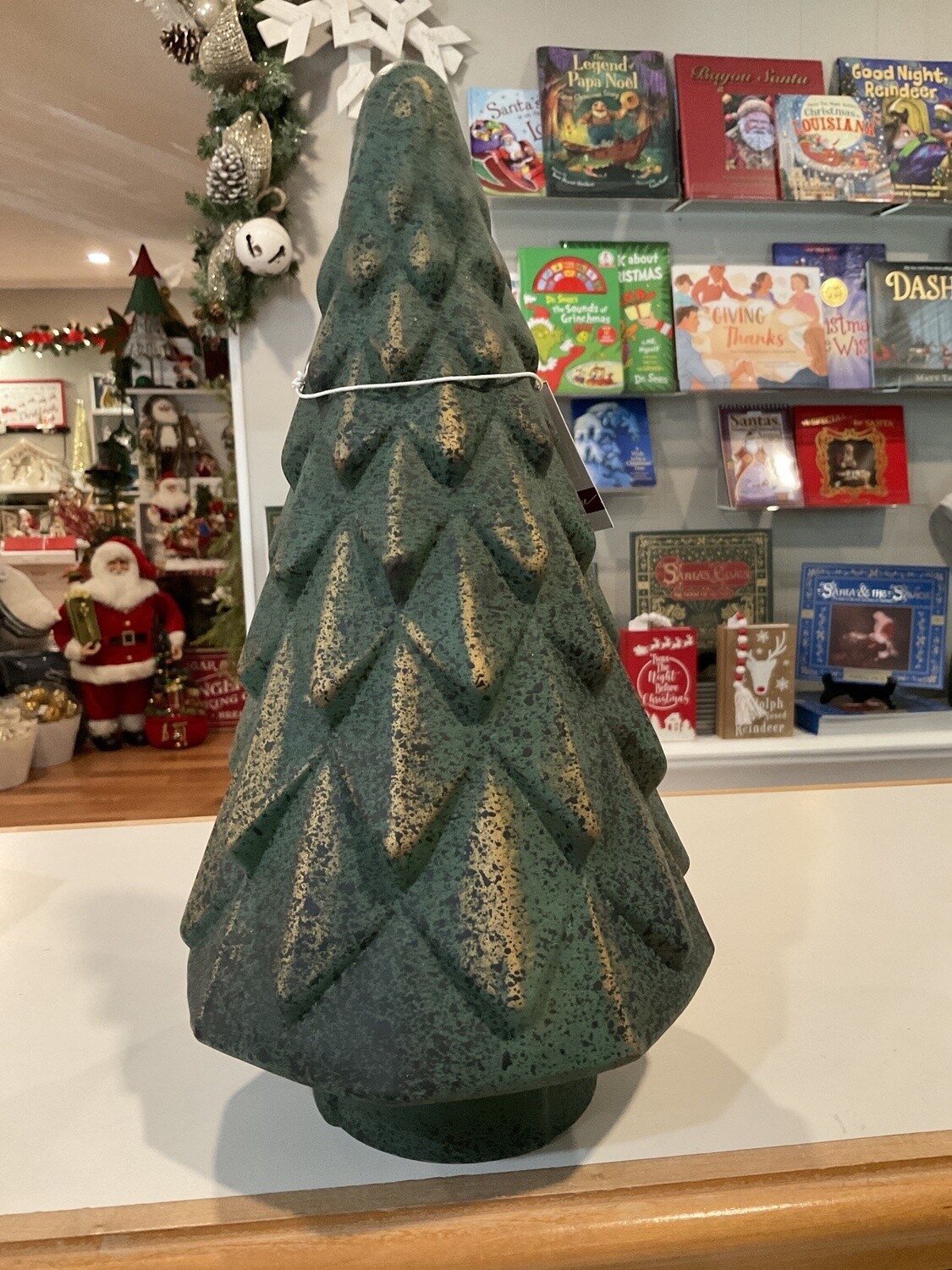 Lg Spruce Green Mercury Glass Tree
