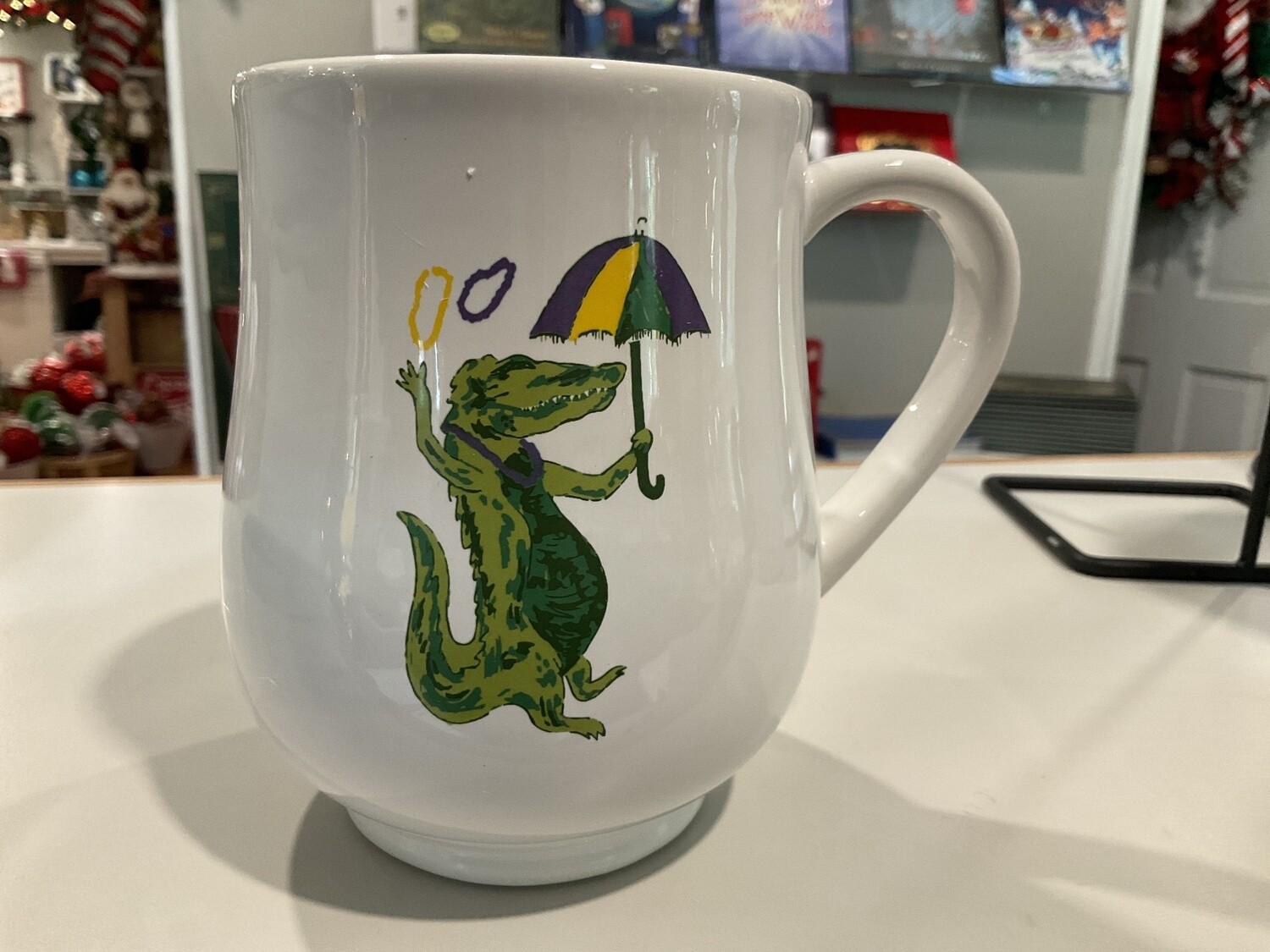 Mardi Gras gator mug