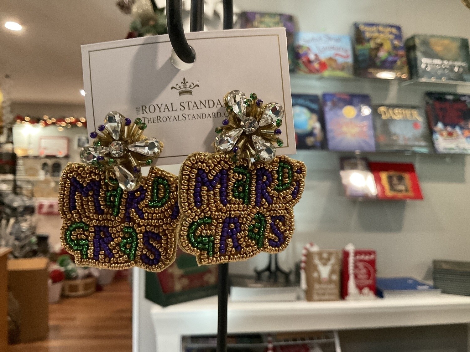 Canal St., Mardi Gras beaded earrings