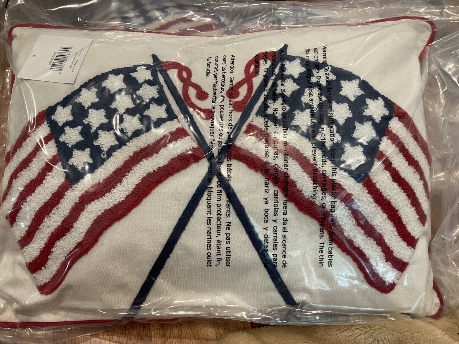 Double US flag pillow