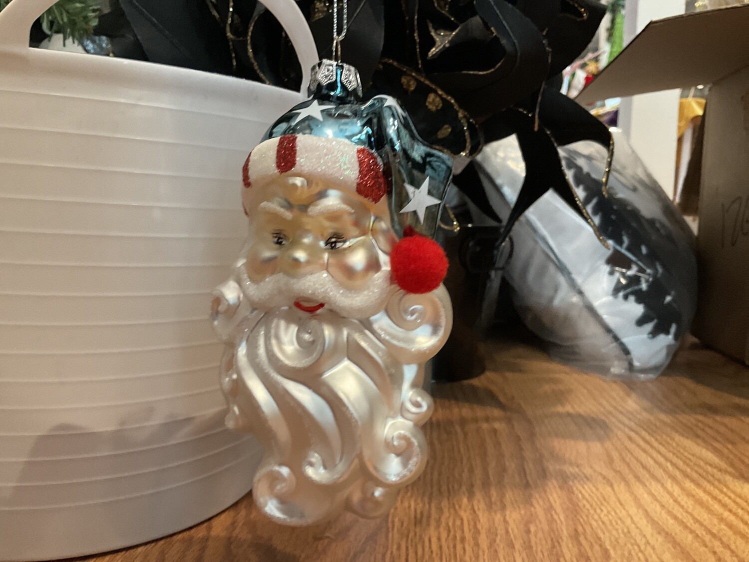 Patriotic Santa head ornament