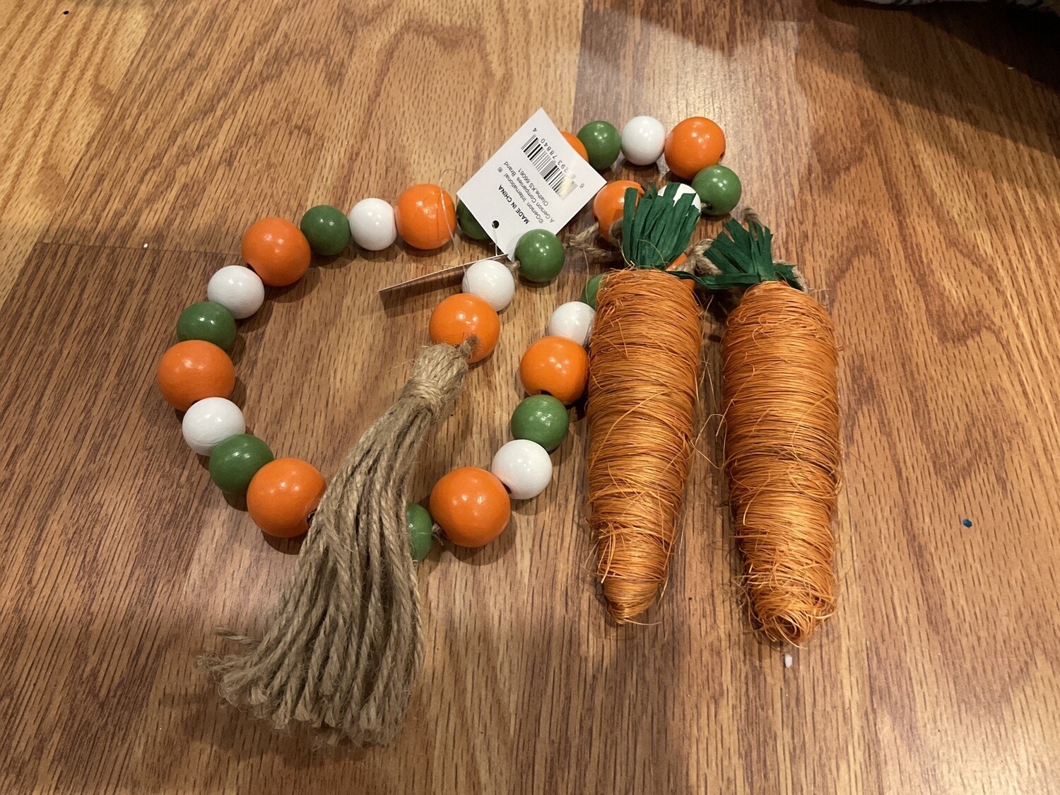 Easter carrot, and beaded garland