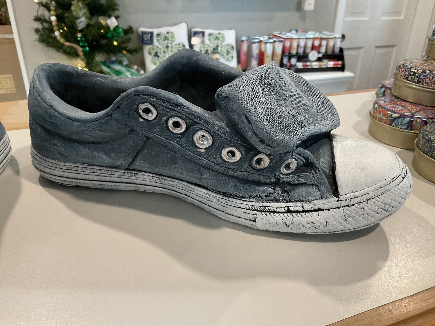 Blue sneaker planter