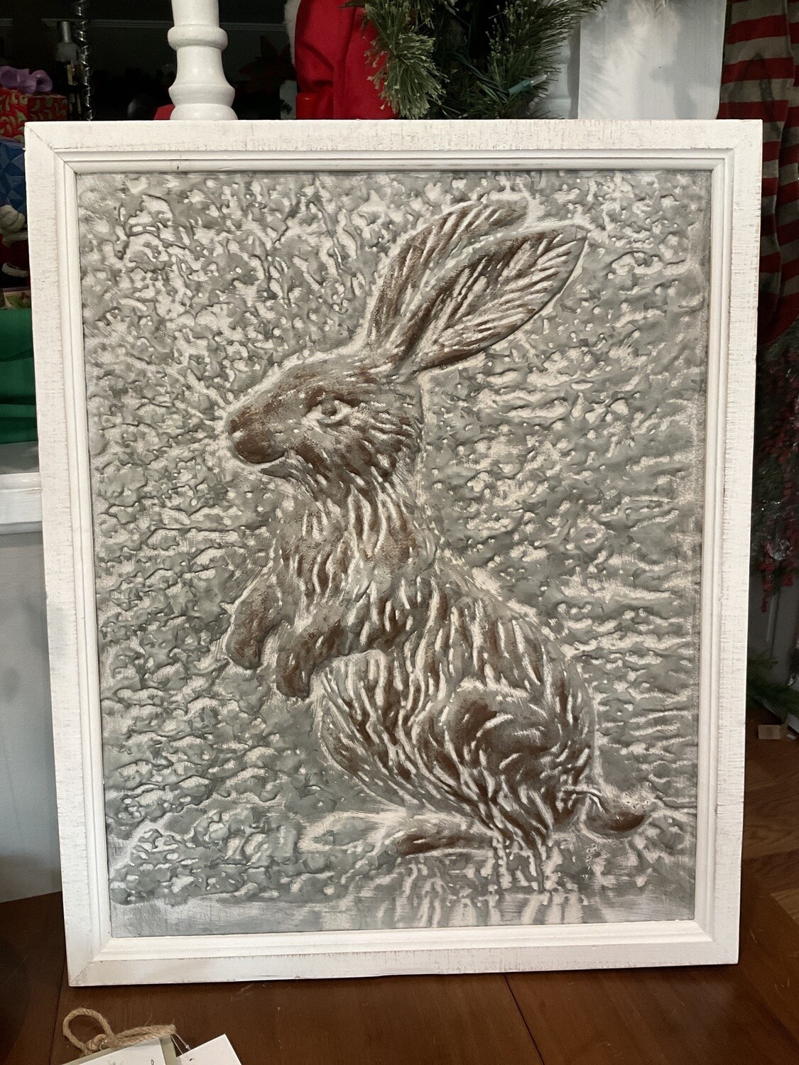 Embossed rabbit wall hanging