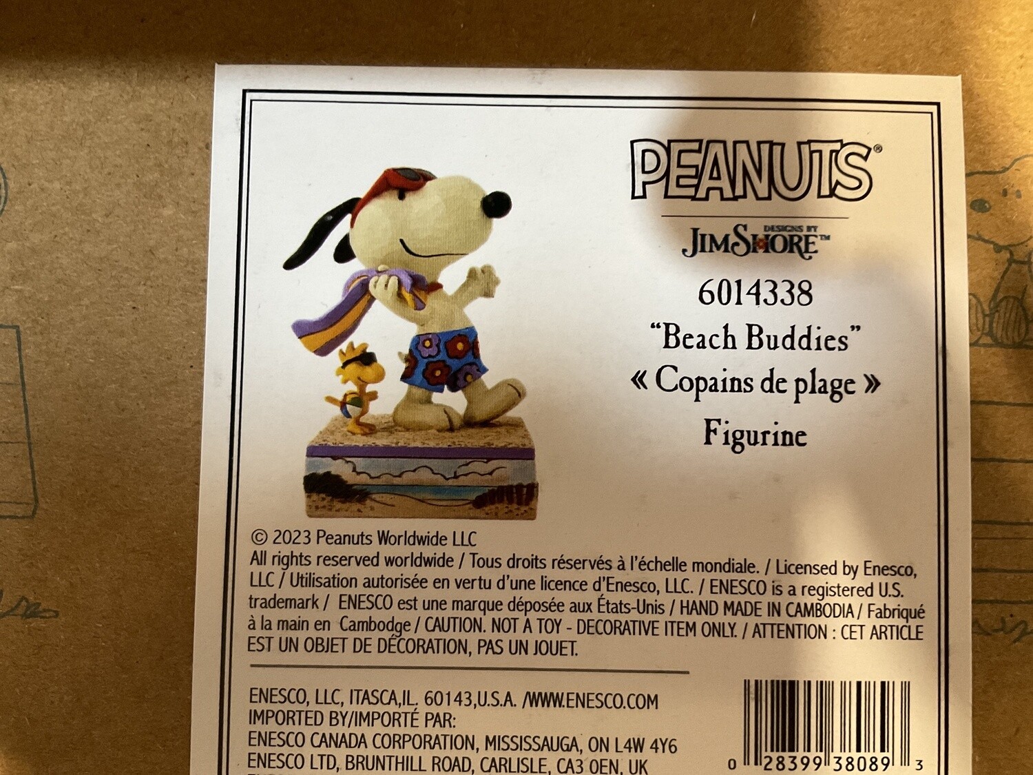 Peanuts, Snoopy, and Woodstock on beach
