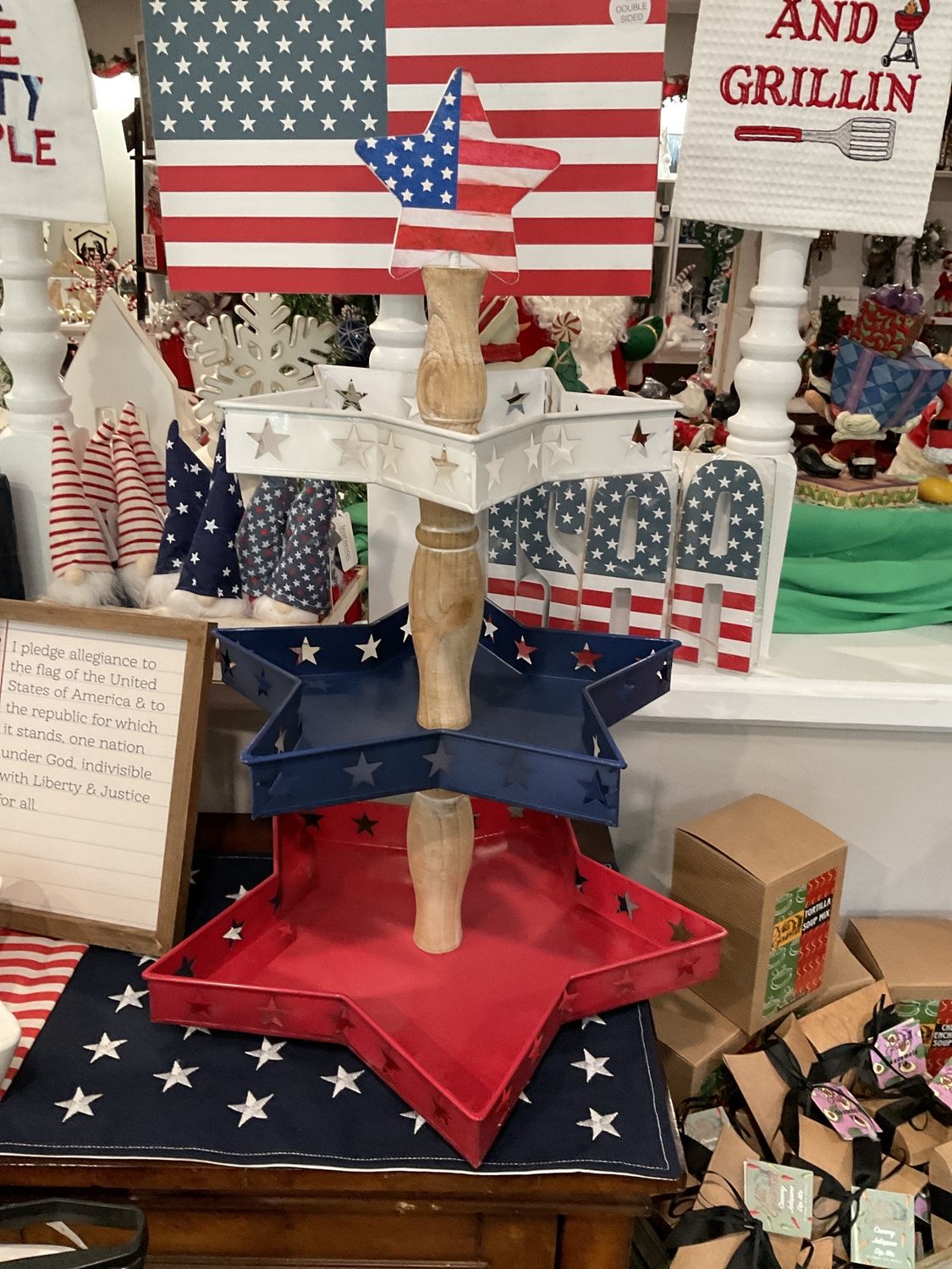 Wood or metal tiered tray