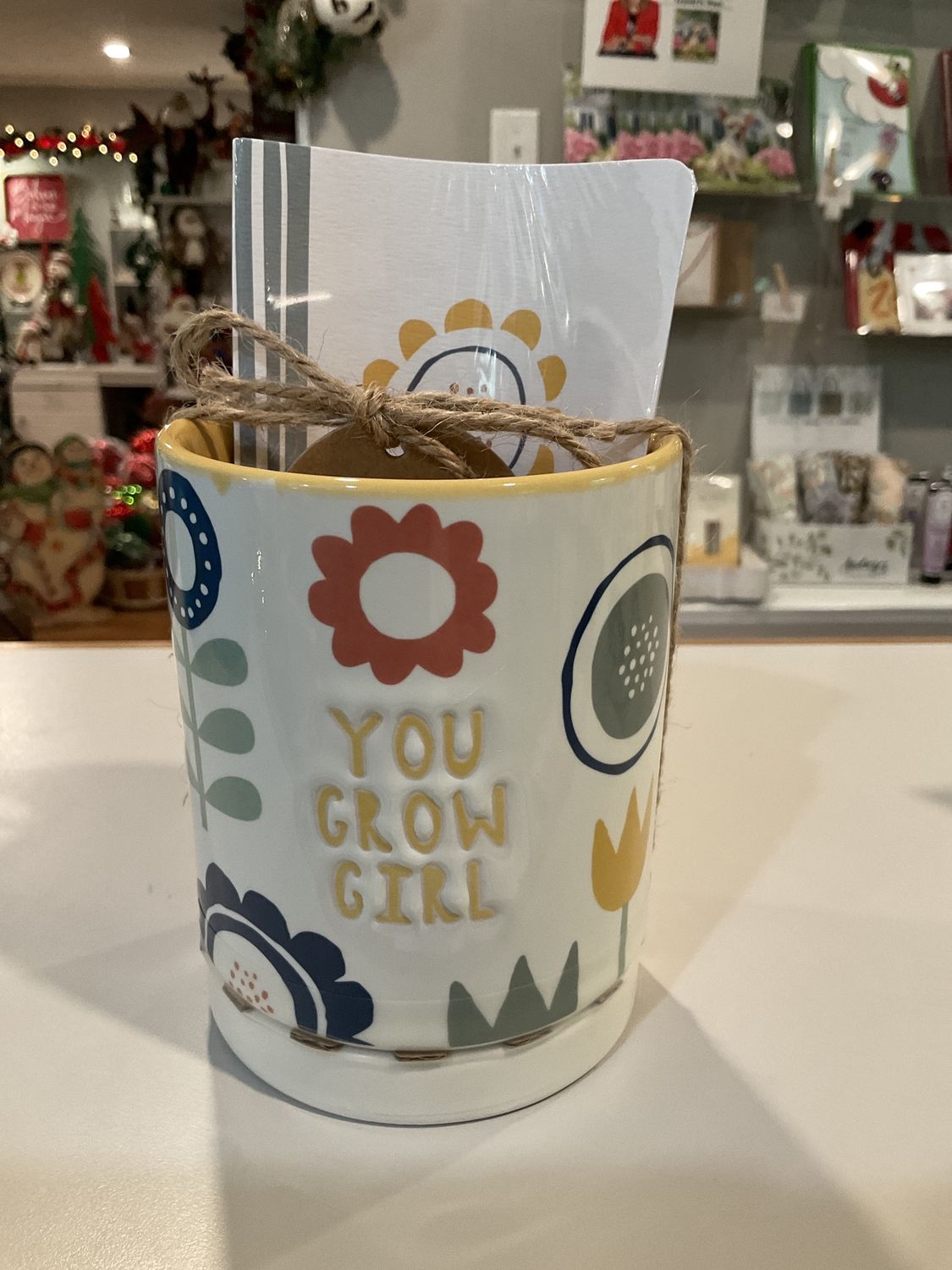 You grow girl planter with journal gift set