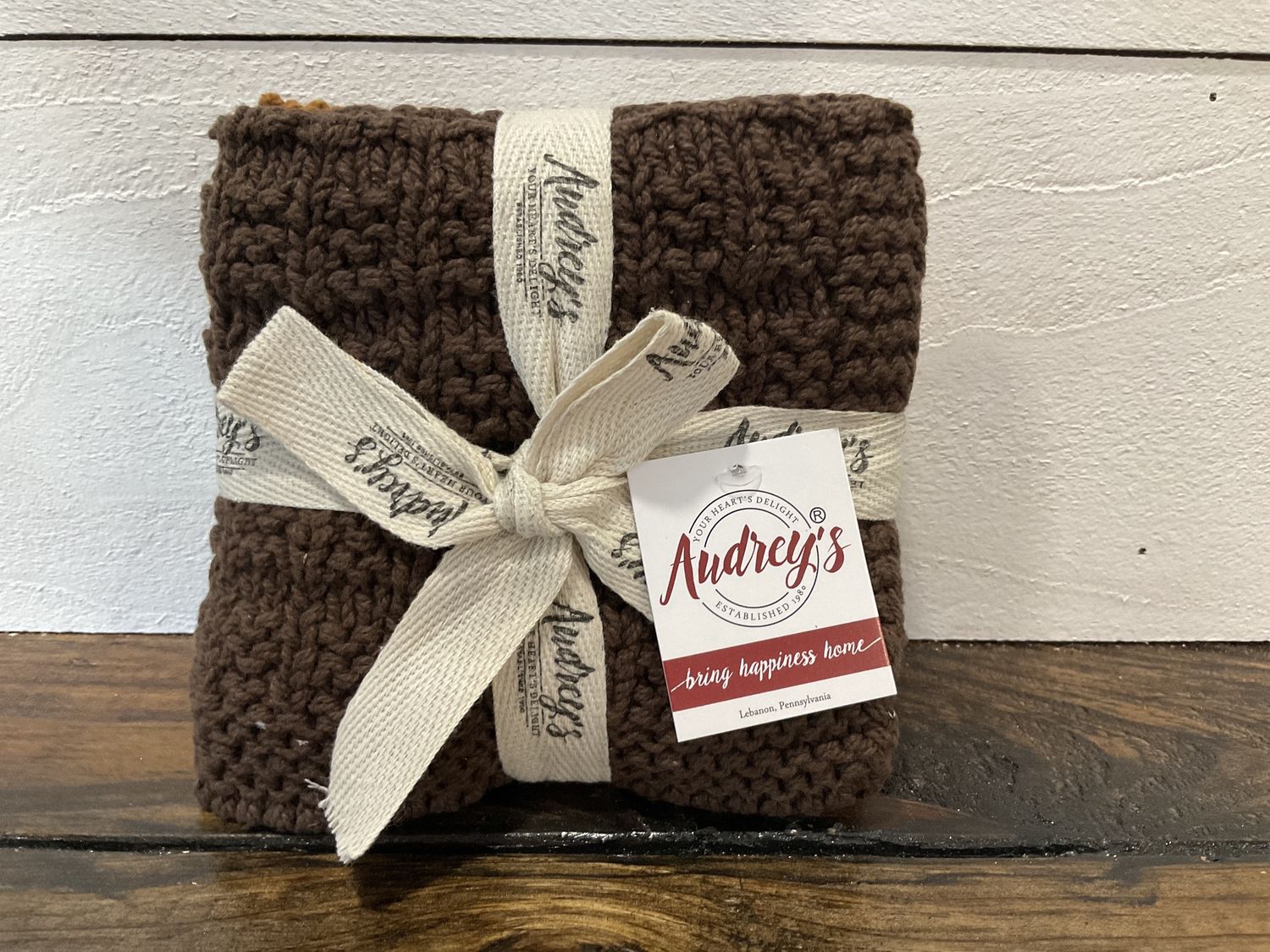 KNITTED DISH CLOTH SET- OCHER AND BROWN