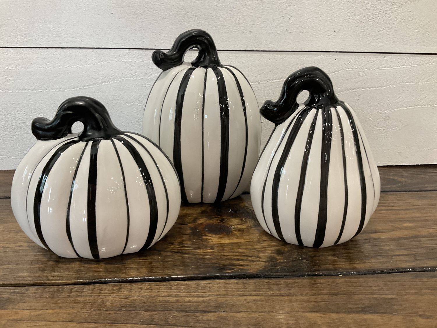 Black-and-white glass pumpkin Set of three