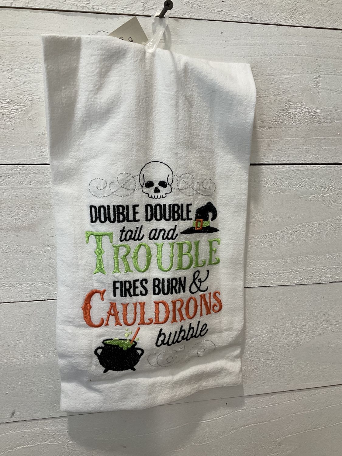 Double double toil and trouble tea towel