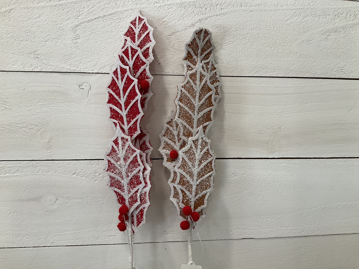 Red and gingerbread poinsettia leaves