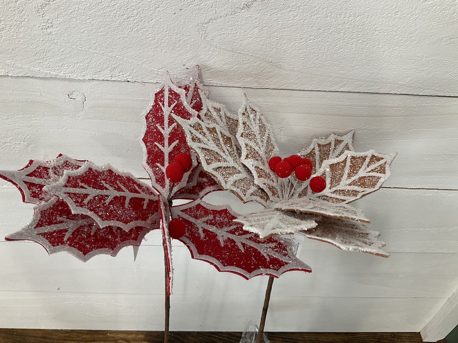 Red and gingerbread poinsettia pick