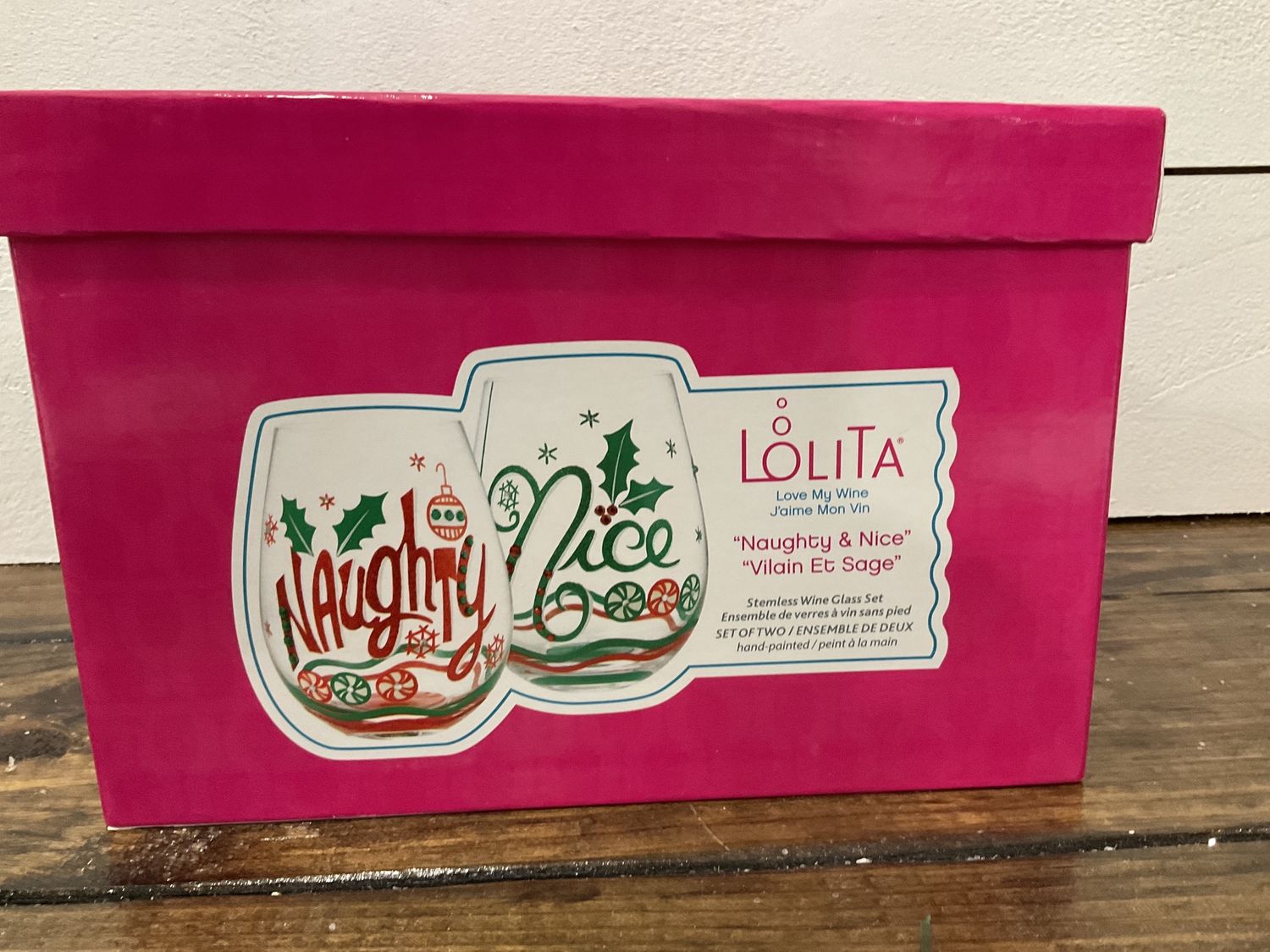 Naughty and nice glass set