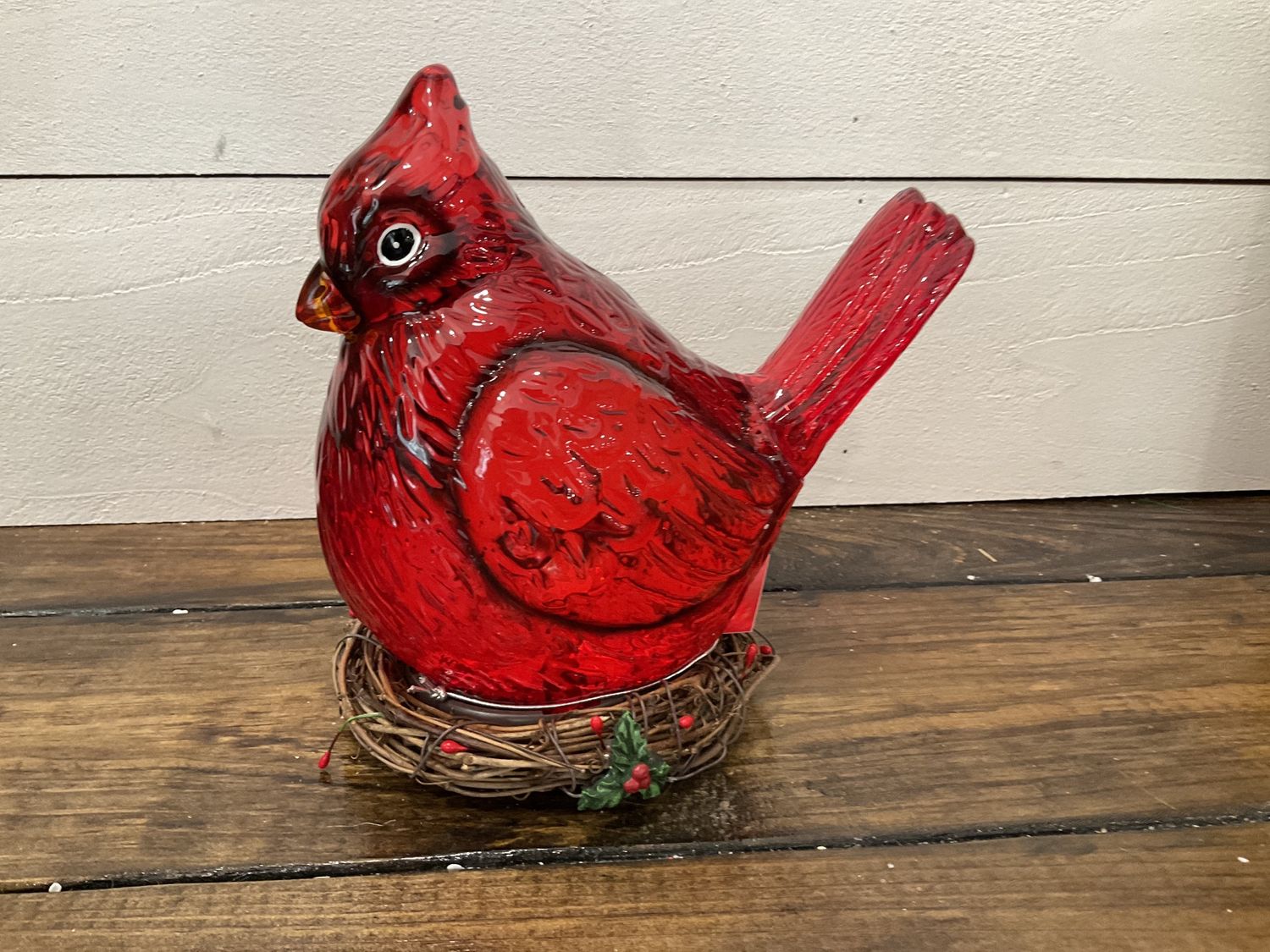 8.75. “ Lighted swirl  cardinal shape, and nest