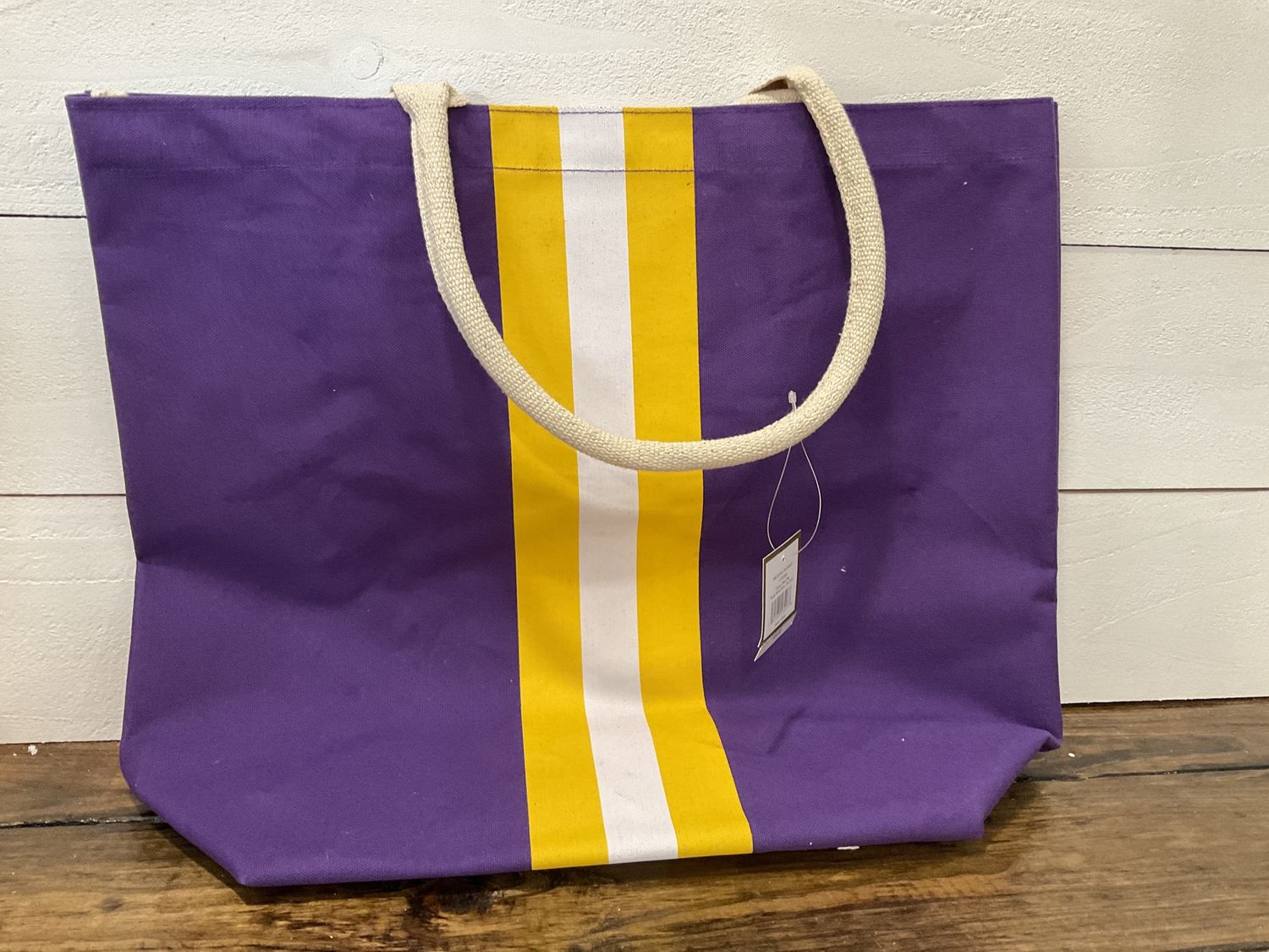 Purple and gold tote