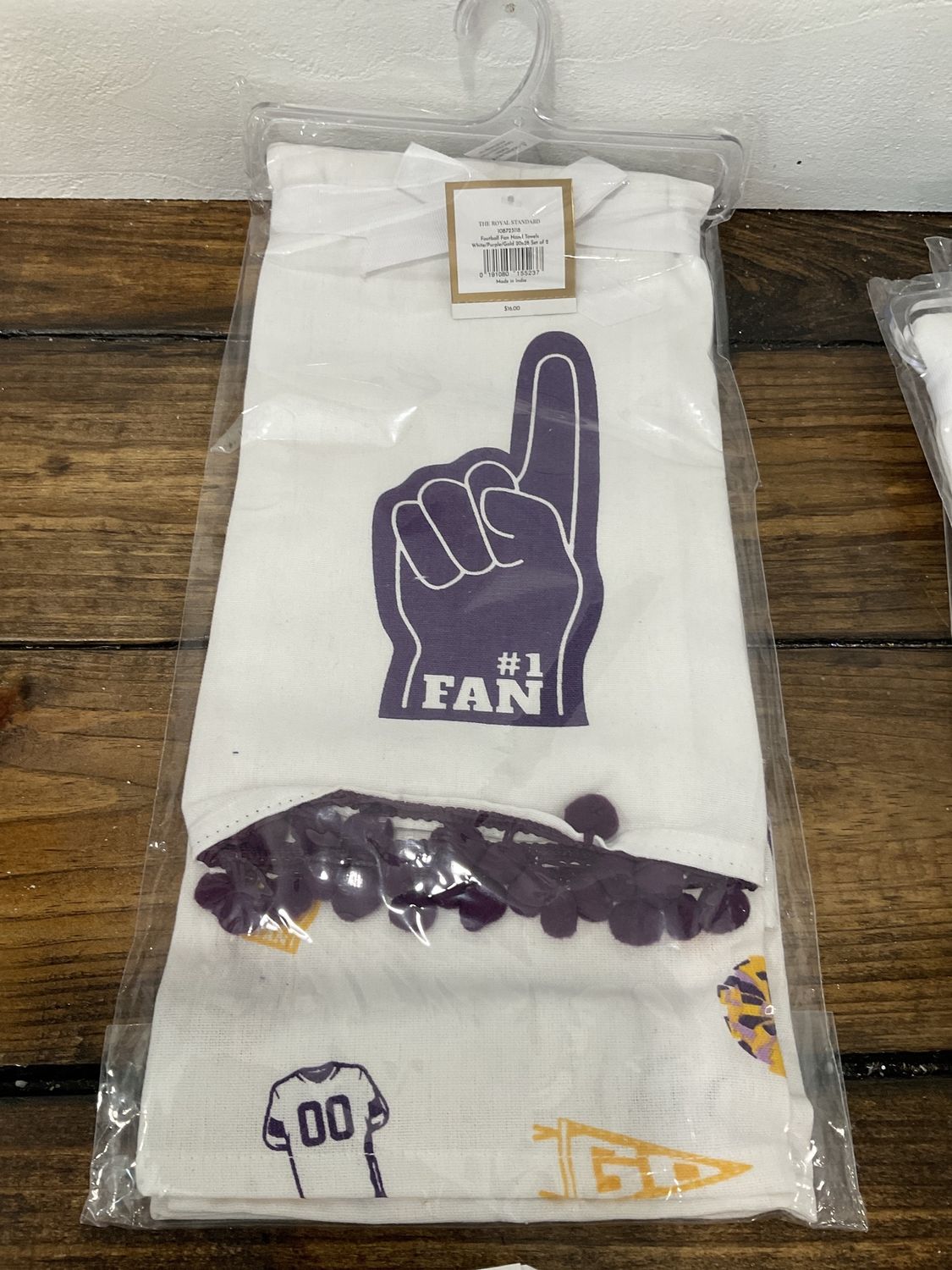 Number one fan purple and gold towel