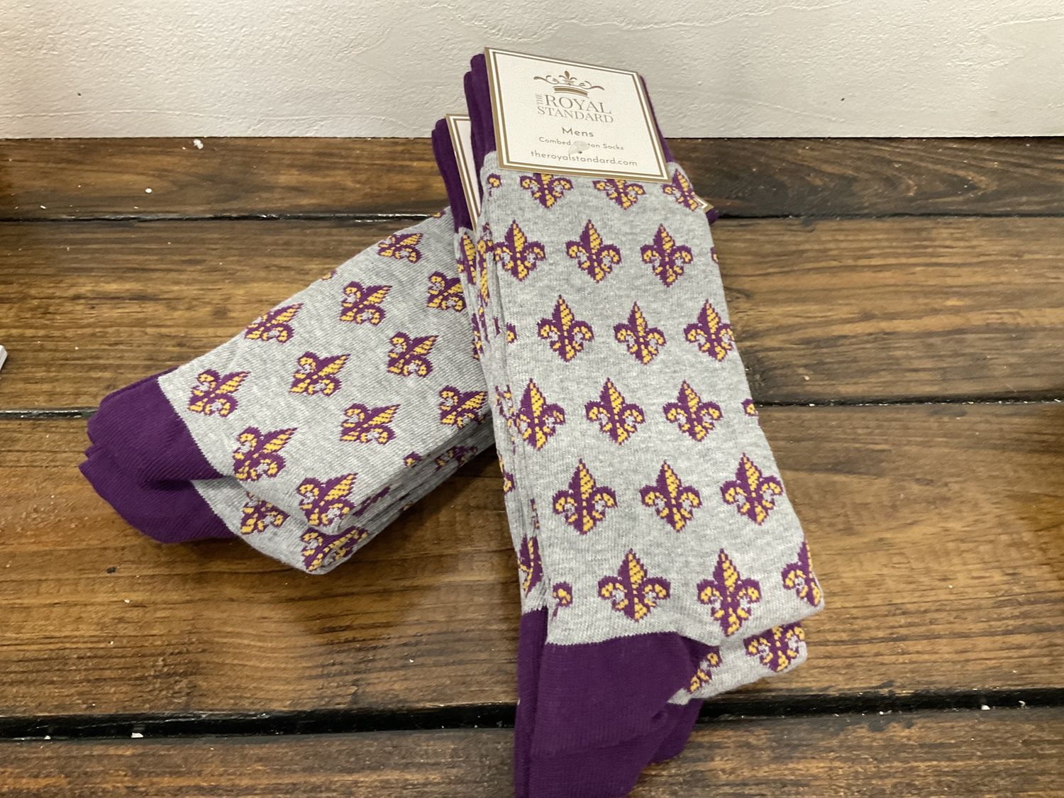 Fleur de Lis purple and gold socks