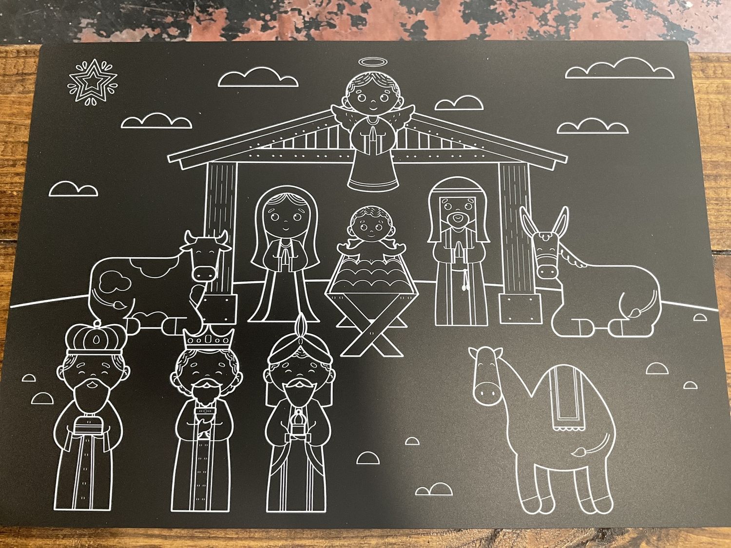 Chalkboard placemat nativity