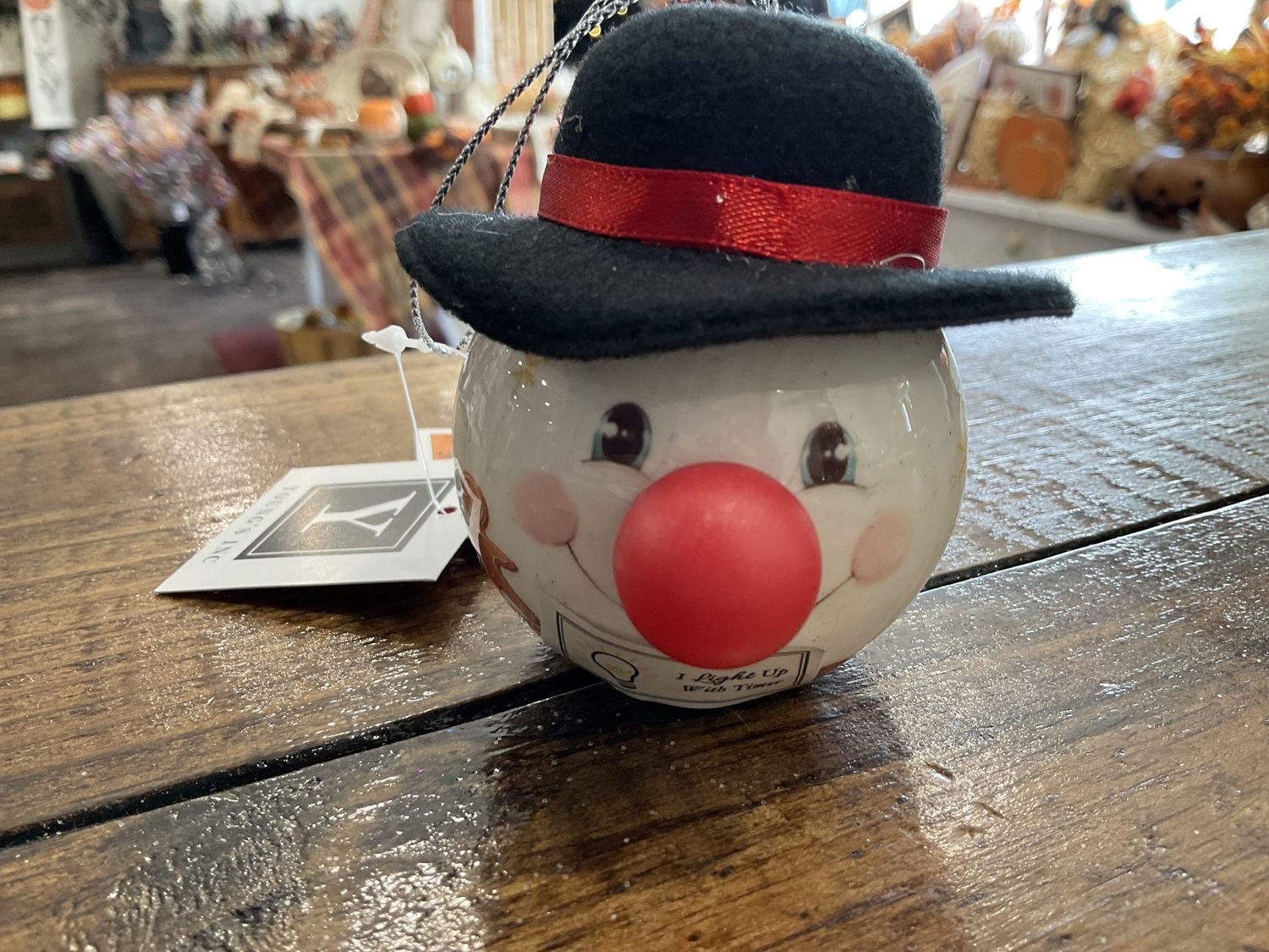 Snowman W/hat led ornament