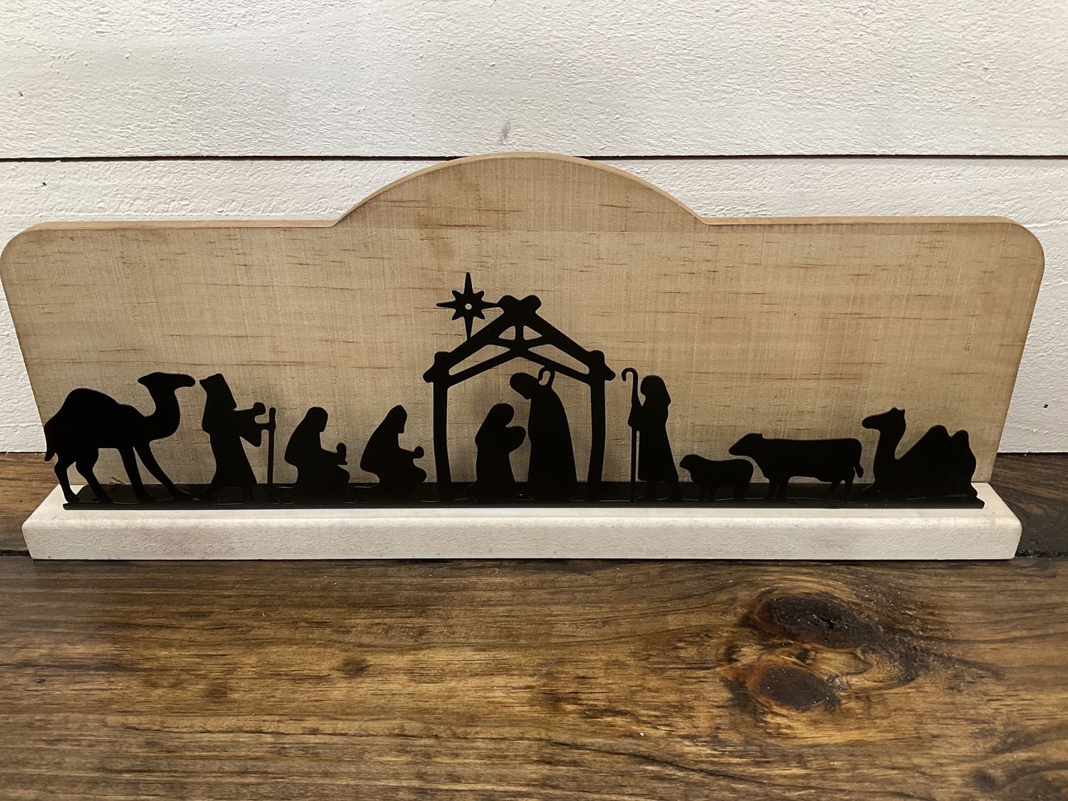 Wood nativity table top decor
