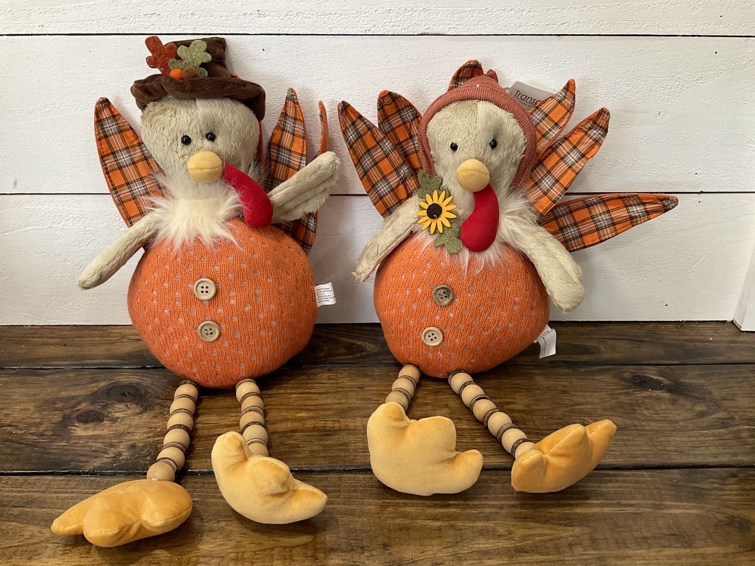 Plush turkey shelf  sitter 2 asst