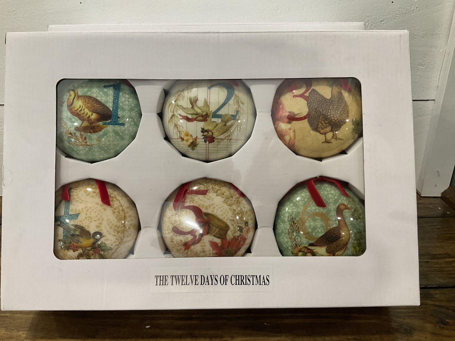 Decoupage 12 days of Christmas ornaments