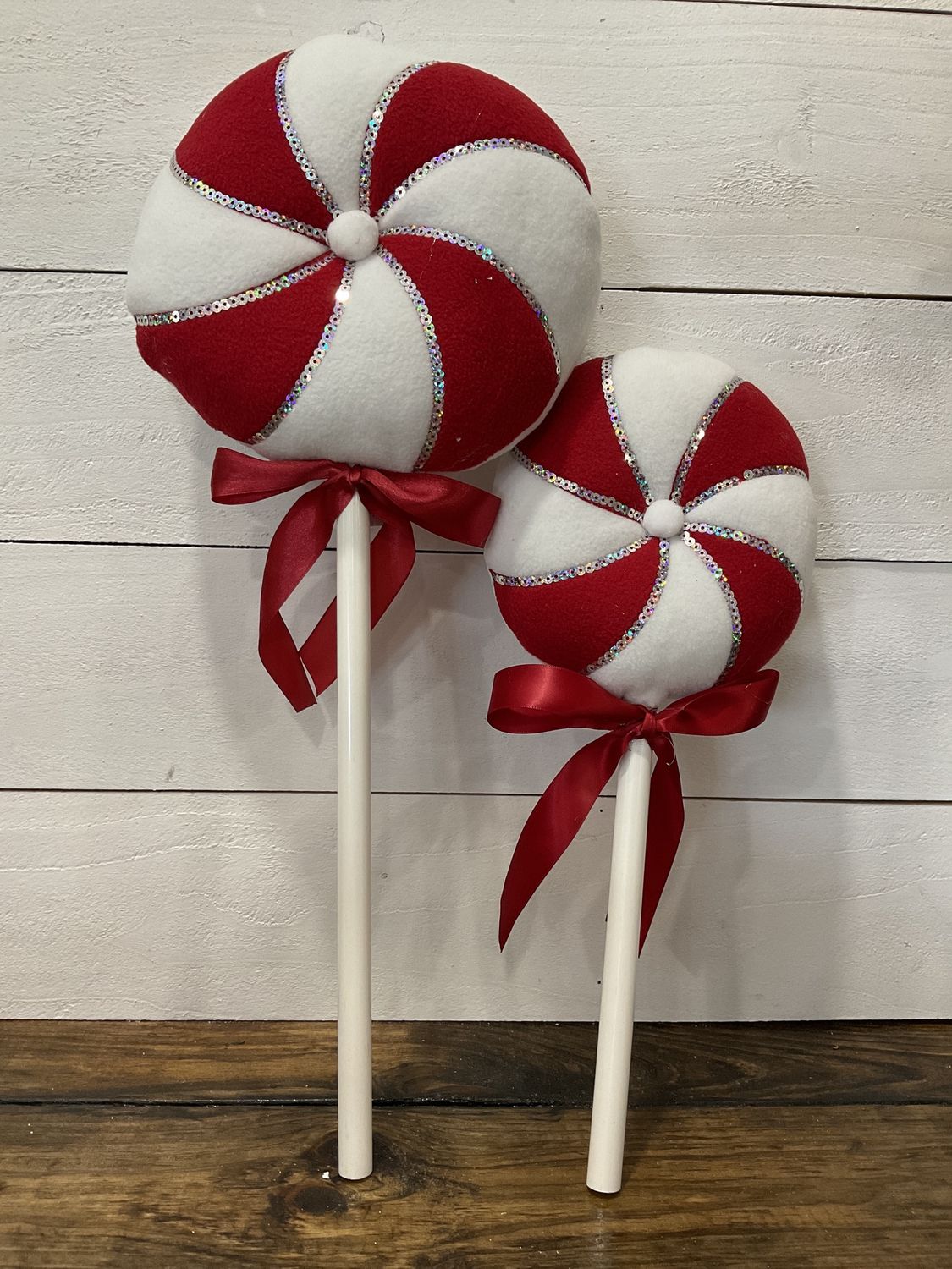 Fabric holiday lollipop decor, set of two