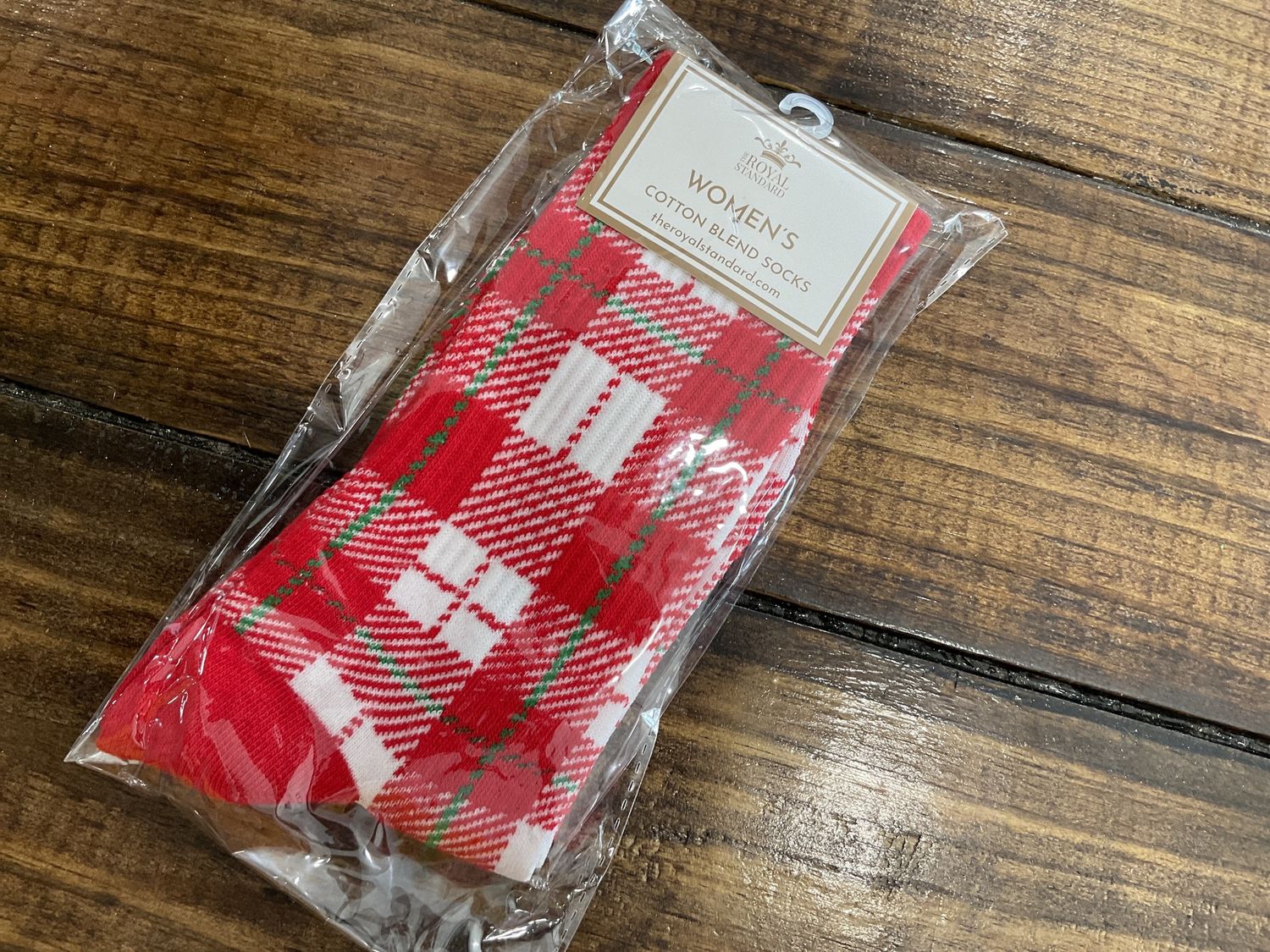 Woman’s Holiday plaid, festive socks, red and green