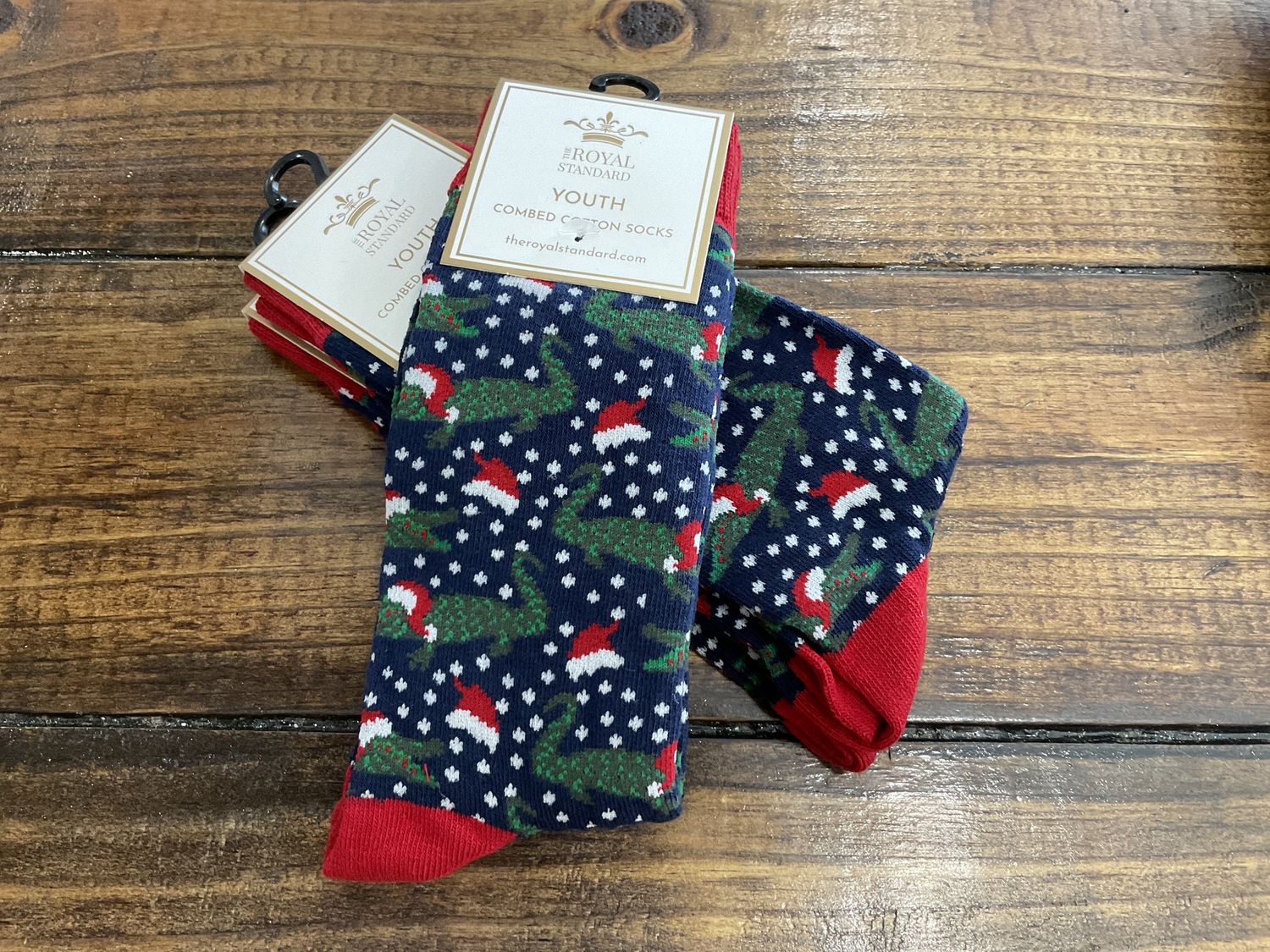Youth  Santa gator socks