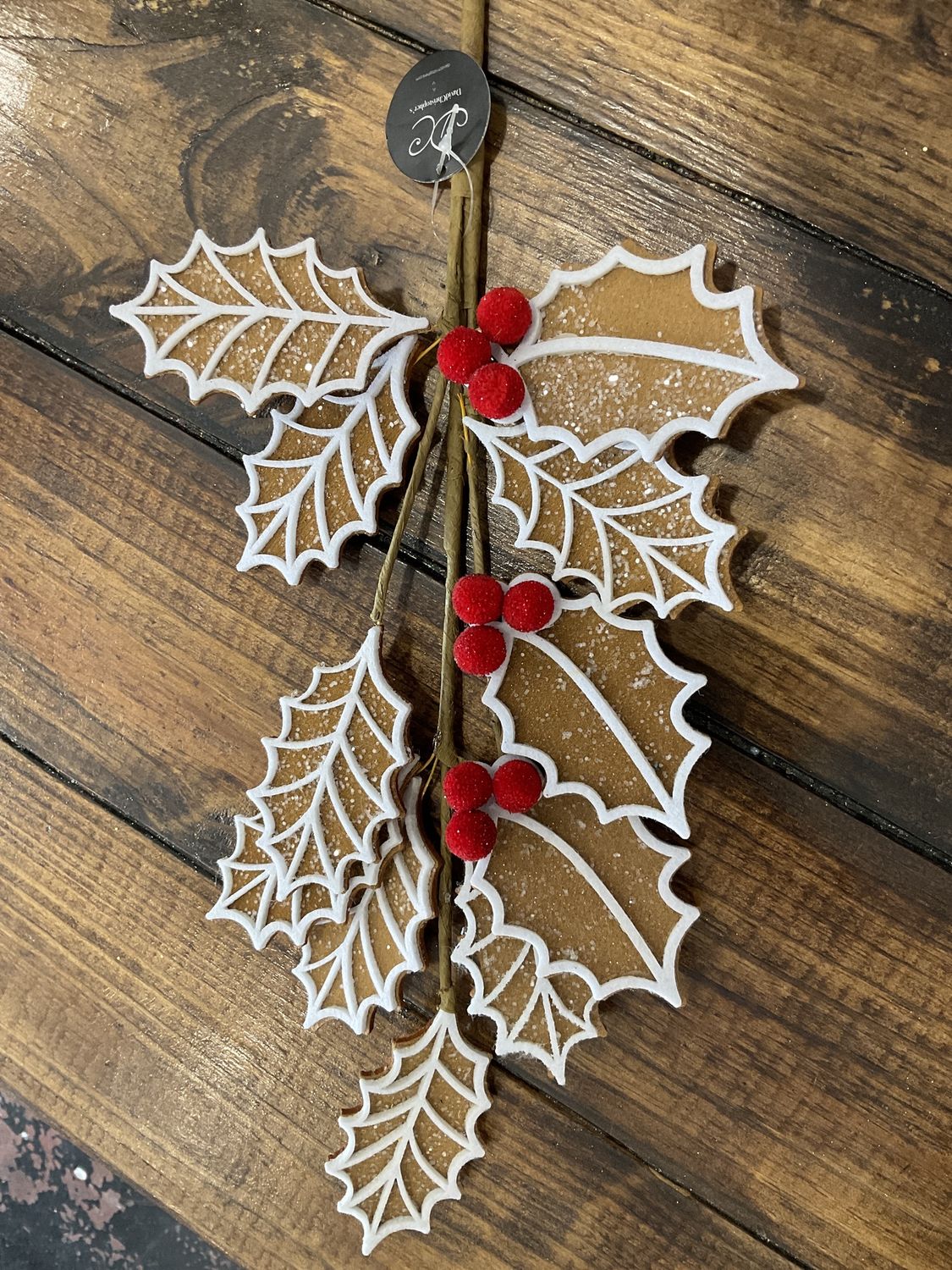 Gingerbread Holly spray